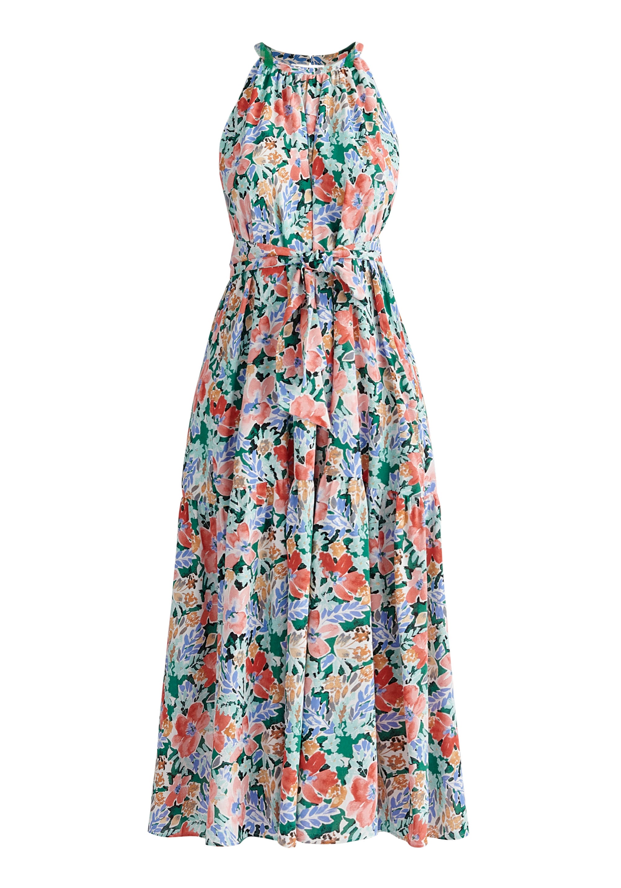 Paisie Floral Halterneck Maxi Dress Cut Out