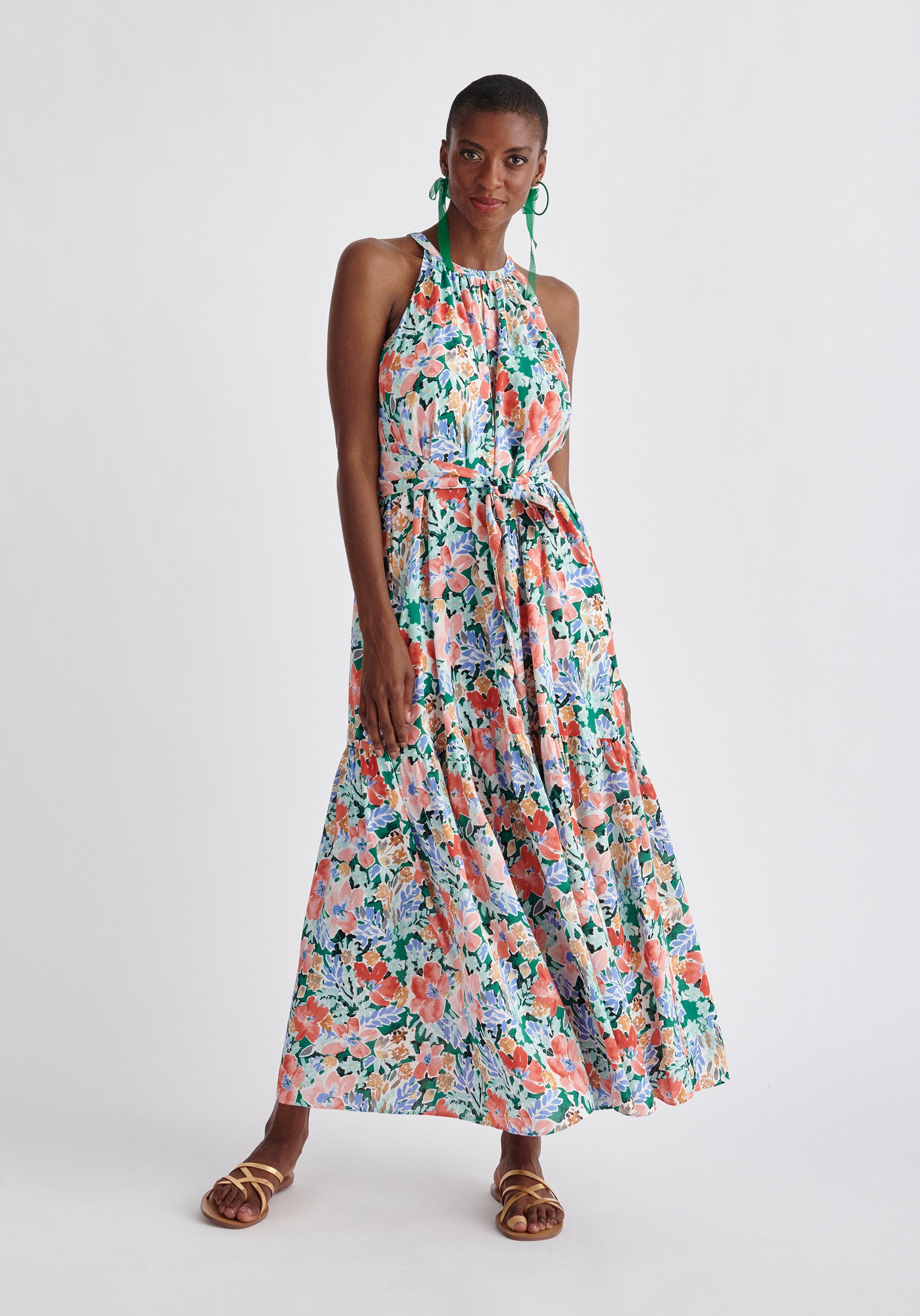 Paisie Floral Halterneck Maxi Dress