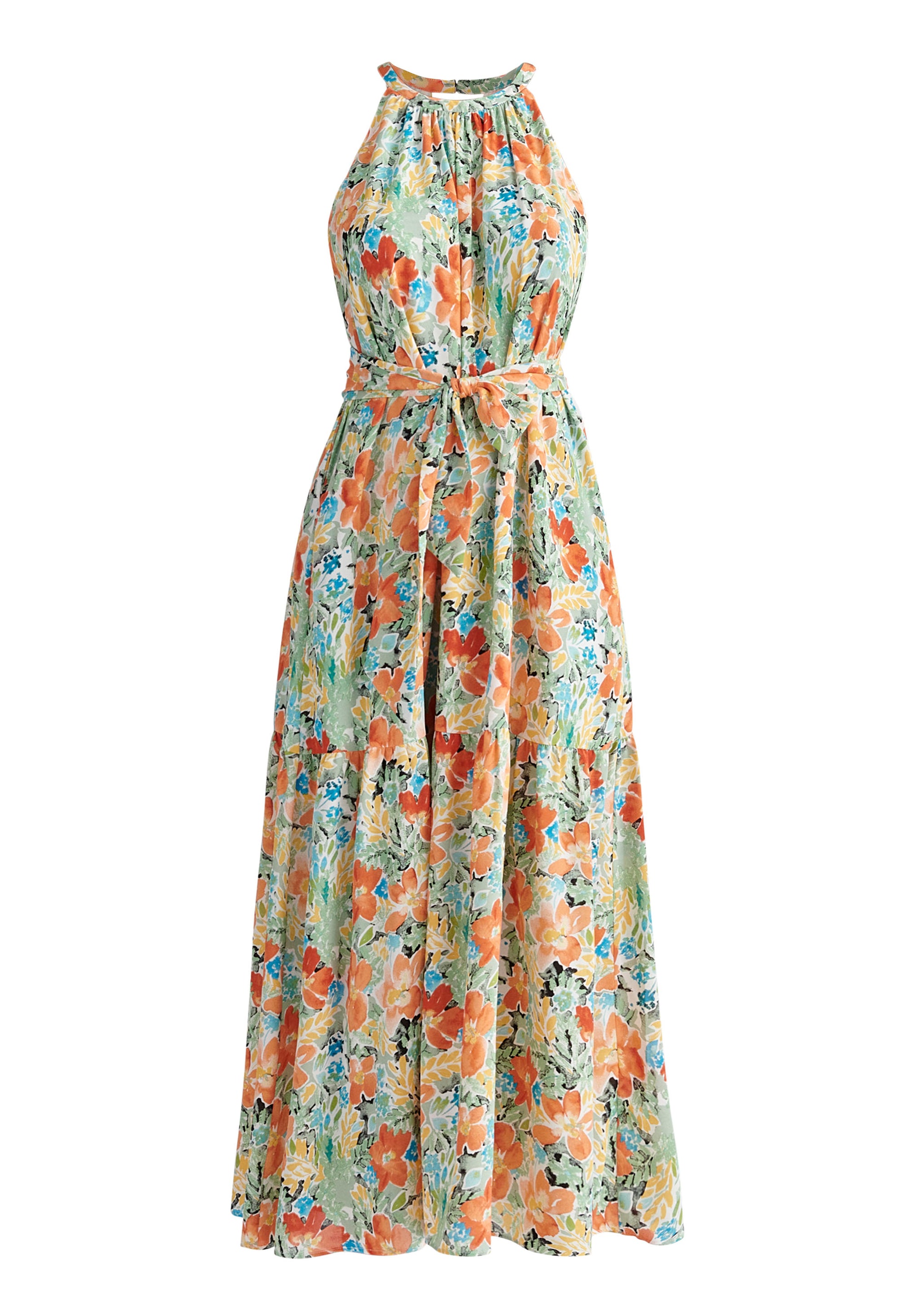 Paisie Floral Halterneck Maxi Dress Cut Out