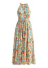 Paisie Floral Halterneck Maxi Dress Cut Out