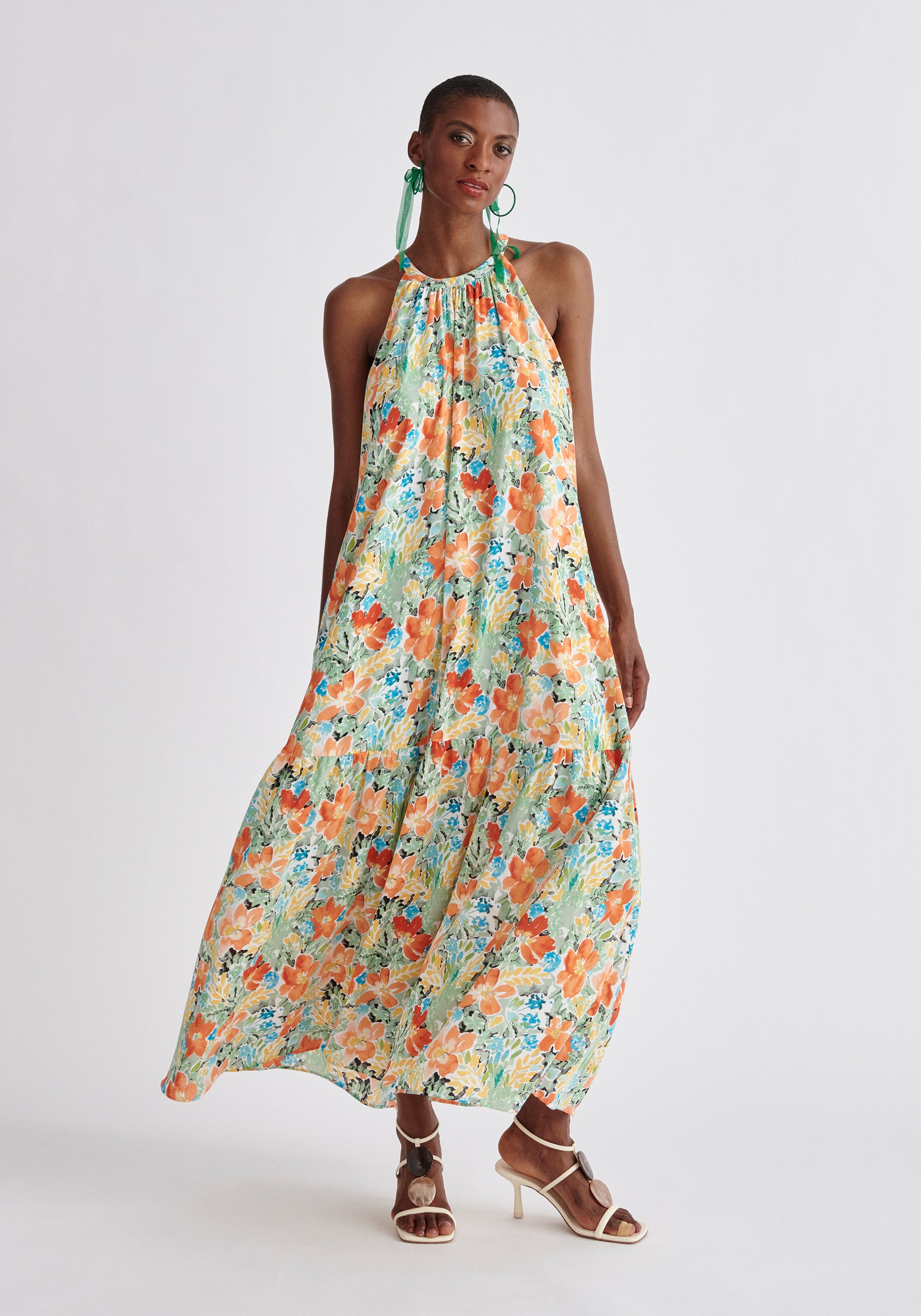 Paisie Floral Halterneck Maxi Dress