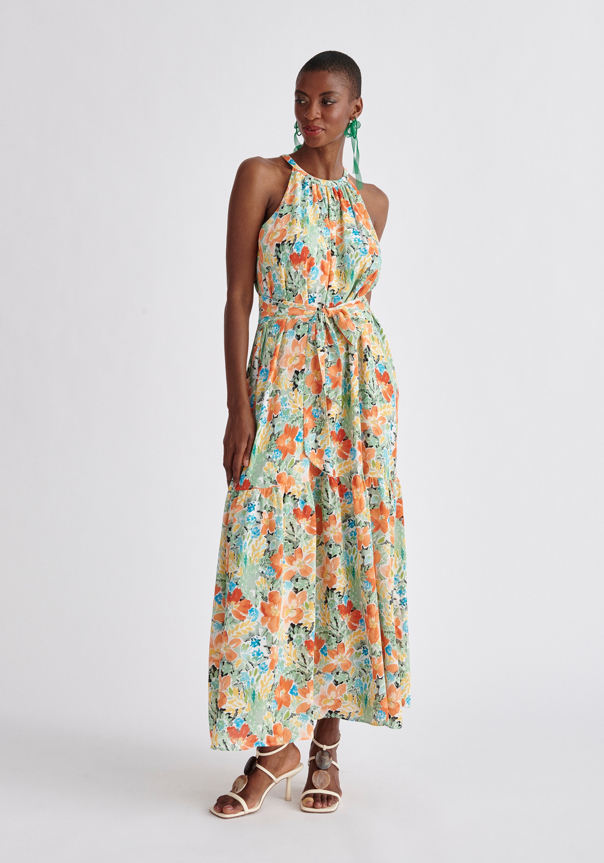 Paisie Floral Halterneck Maxi Dress