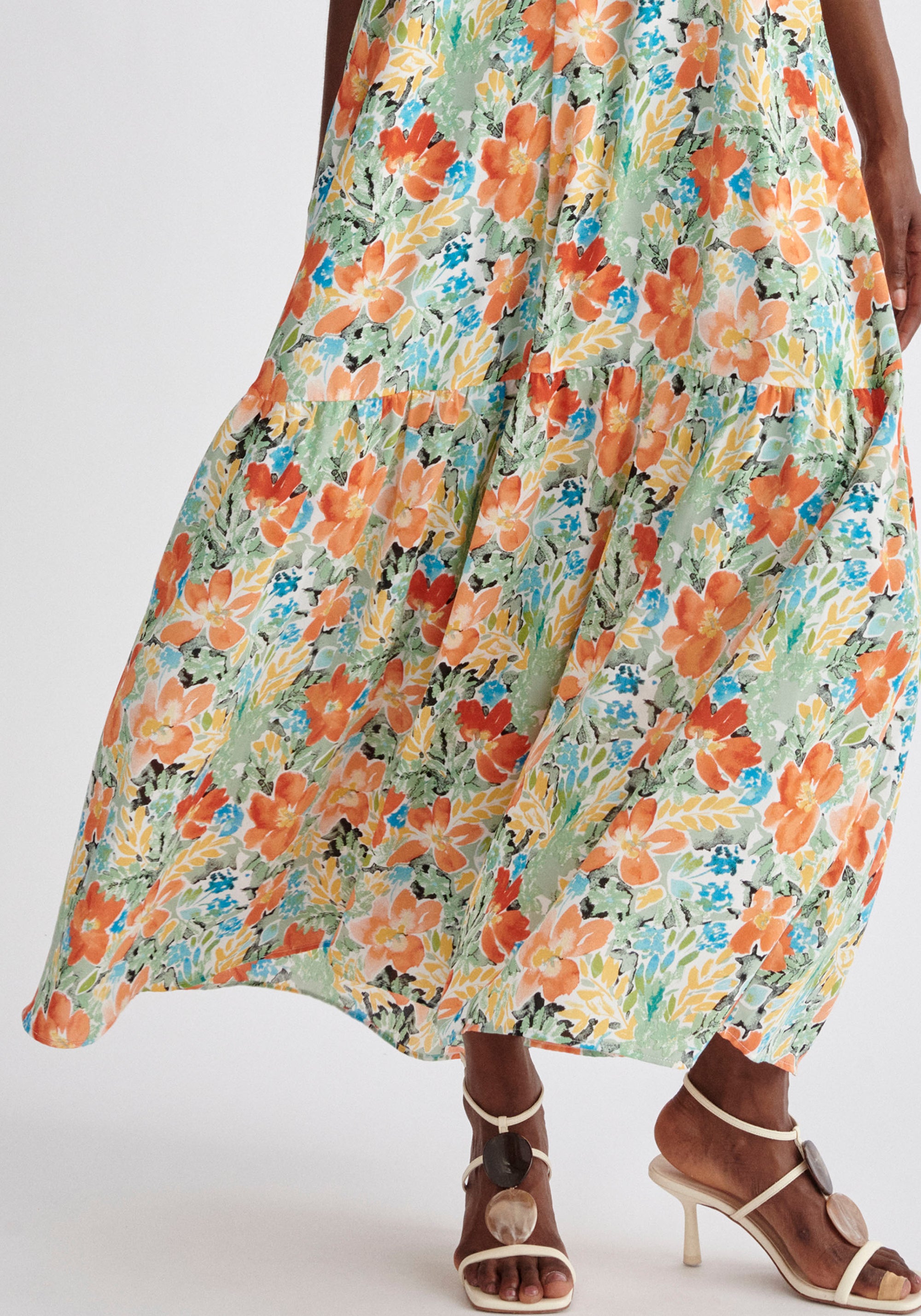Paisie Floral Halterneck Maxi Dress Close Up