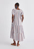 Paisie Striped Tiered Belted Cotton Dress Back