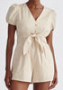 Paisie Linen Blend Playsuit in Oatmeal Close Up