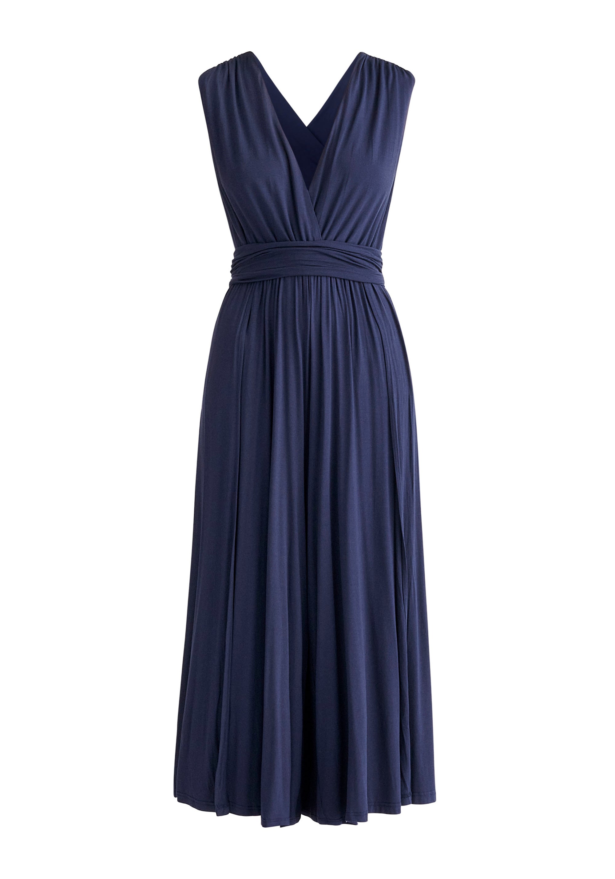 Paisie Cross Back Jersey Jumpsuit in Navy Cut Out