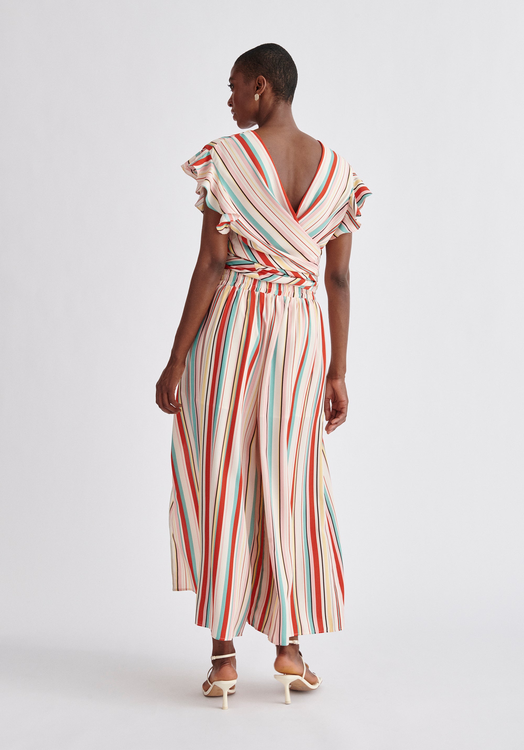 Paisie Front Split Striped Trousers Back