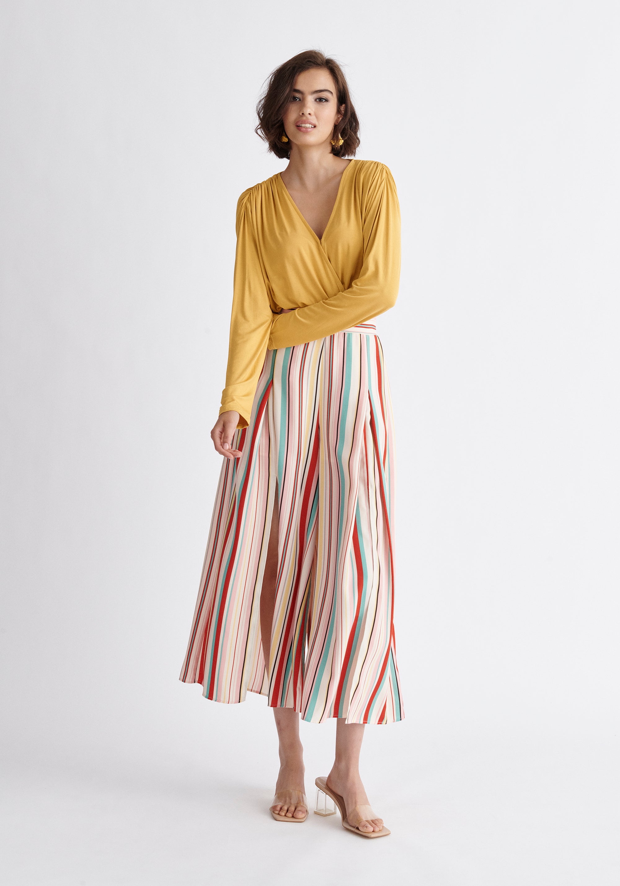 Paisie Front Split Striped Trousers