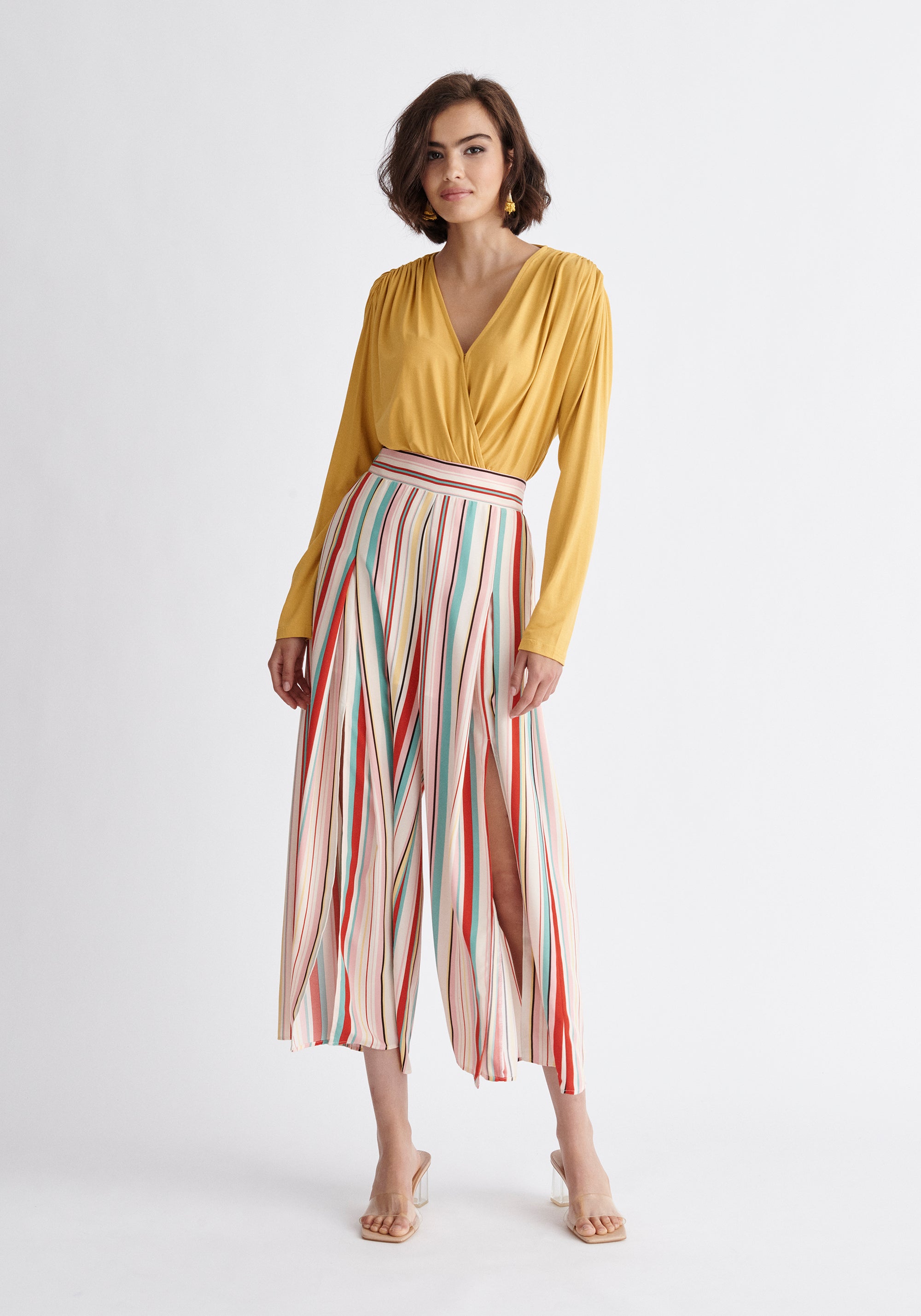 Paisie Front Split Striped Trousers