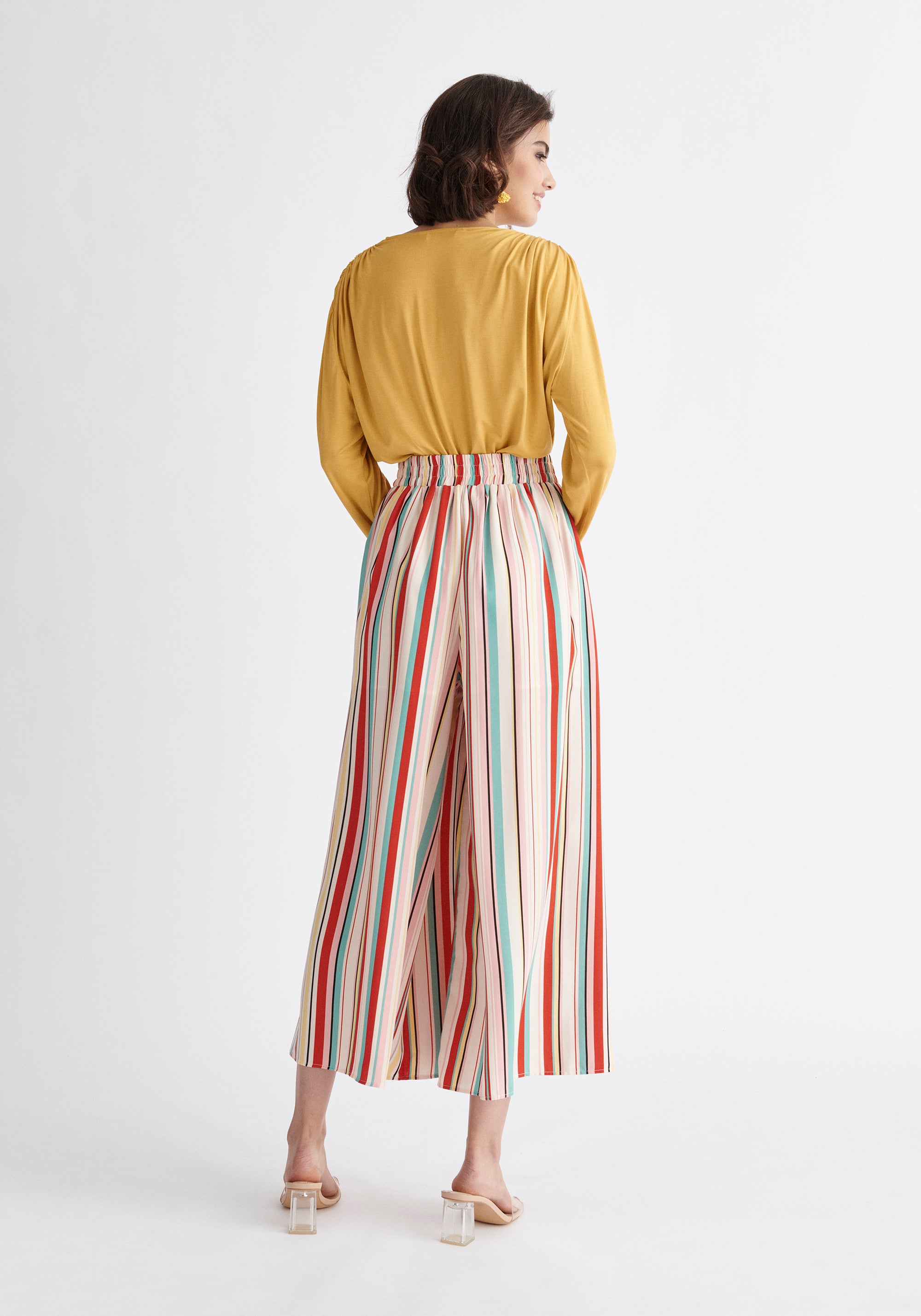 Paisie Front Split Striped Trousers Back