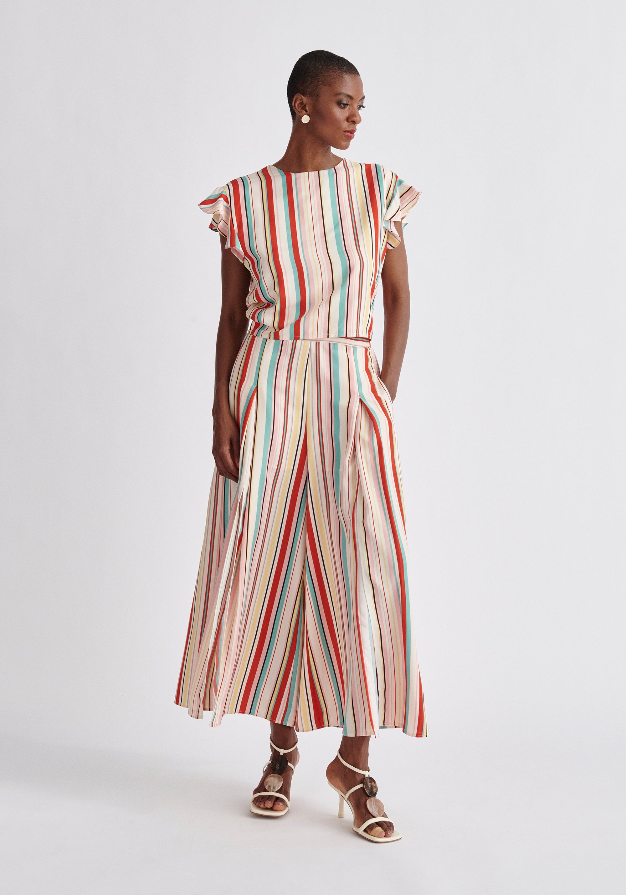 Paisie Front Split Striped Trousers