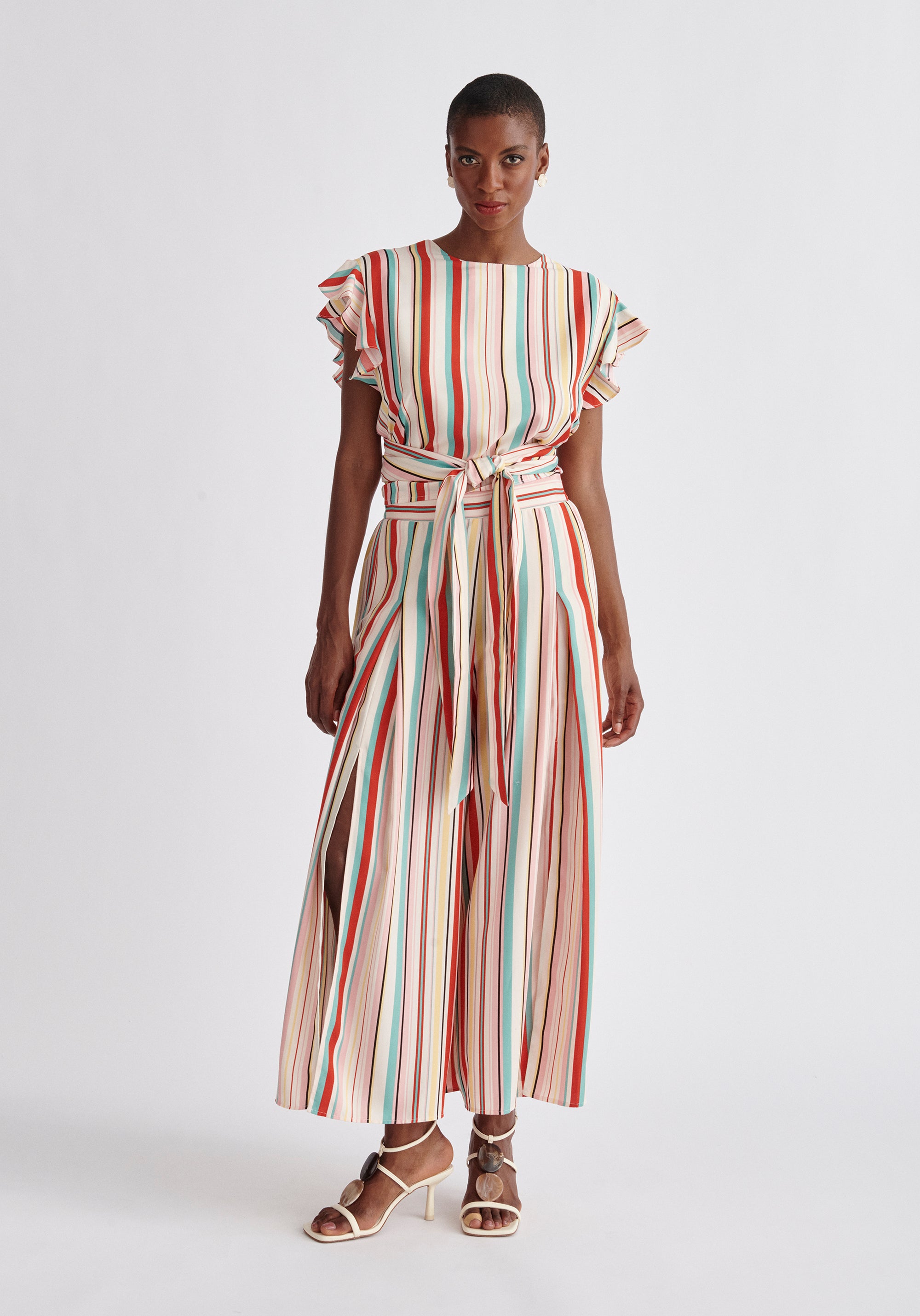 Paisie Front Split Striped Trousers