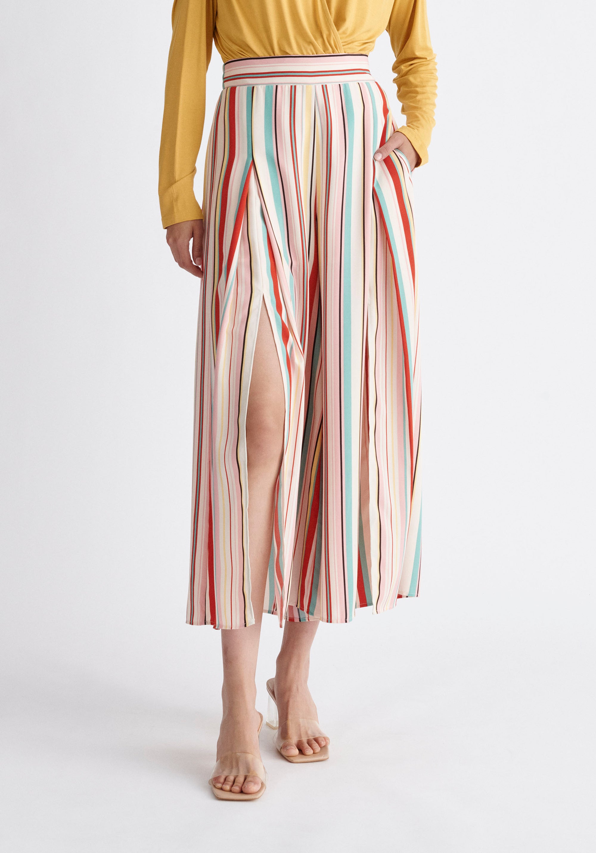 Paisie Front Split Striped Trousers