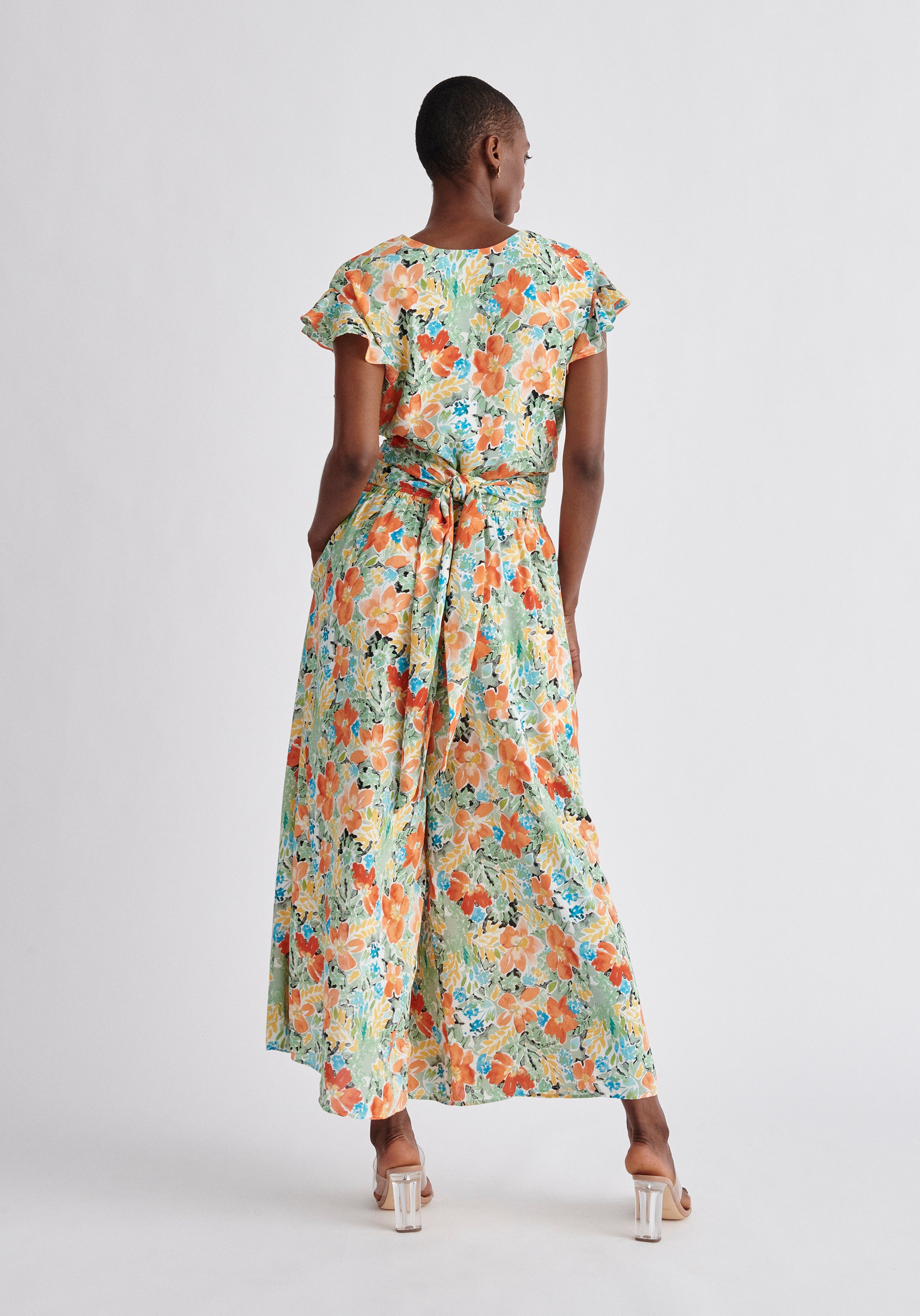 Paisie Front Split Floral Trousers Back