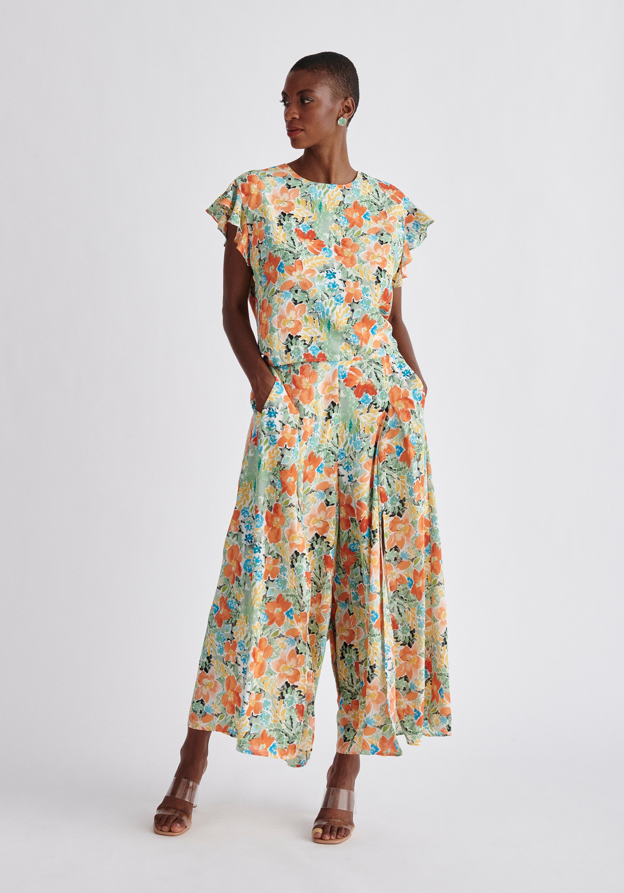 Paisie Front Split Floral Trousers