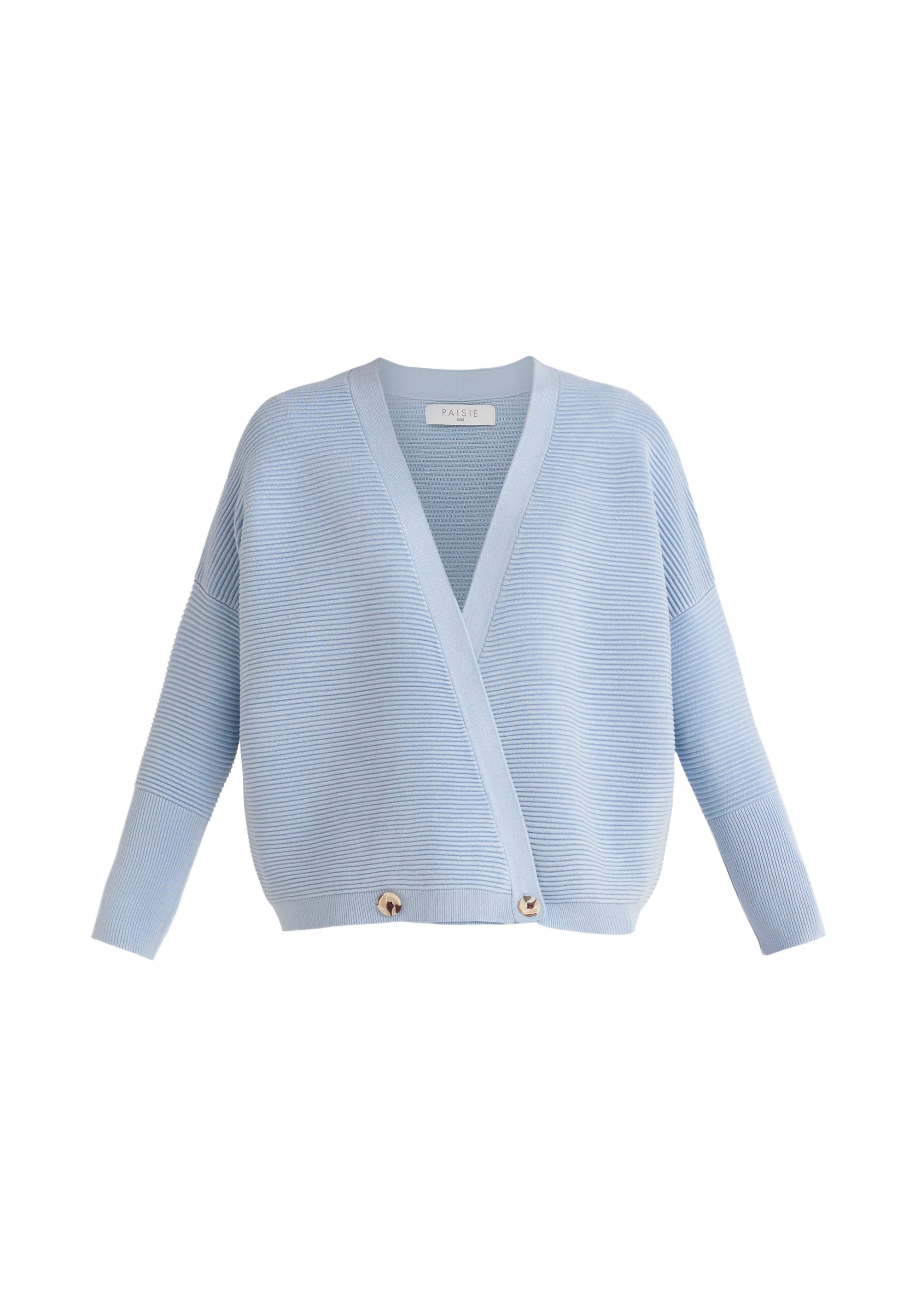 Paisie Ribbed Oversized Wrap Cardigan in Blue Cut Out