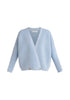Paisie Ribbed Oversized Wrap Cardigan in Blue Cut Out