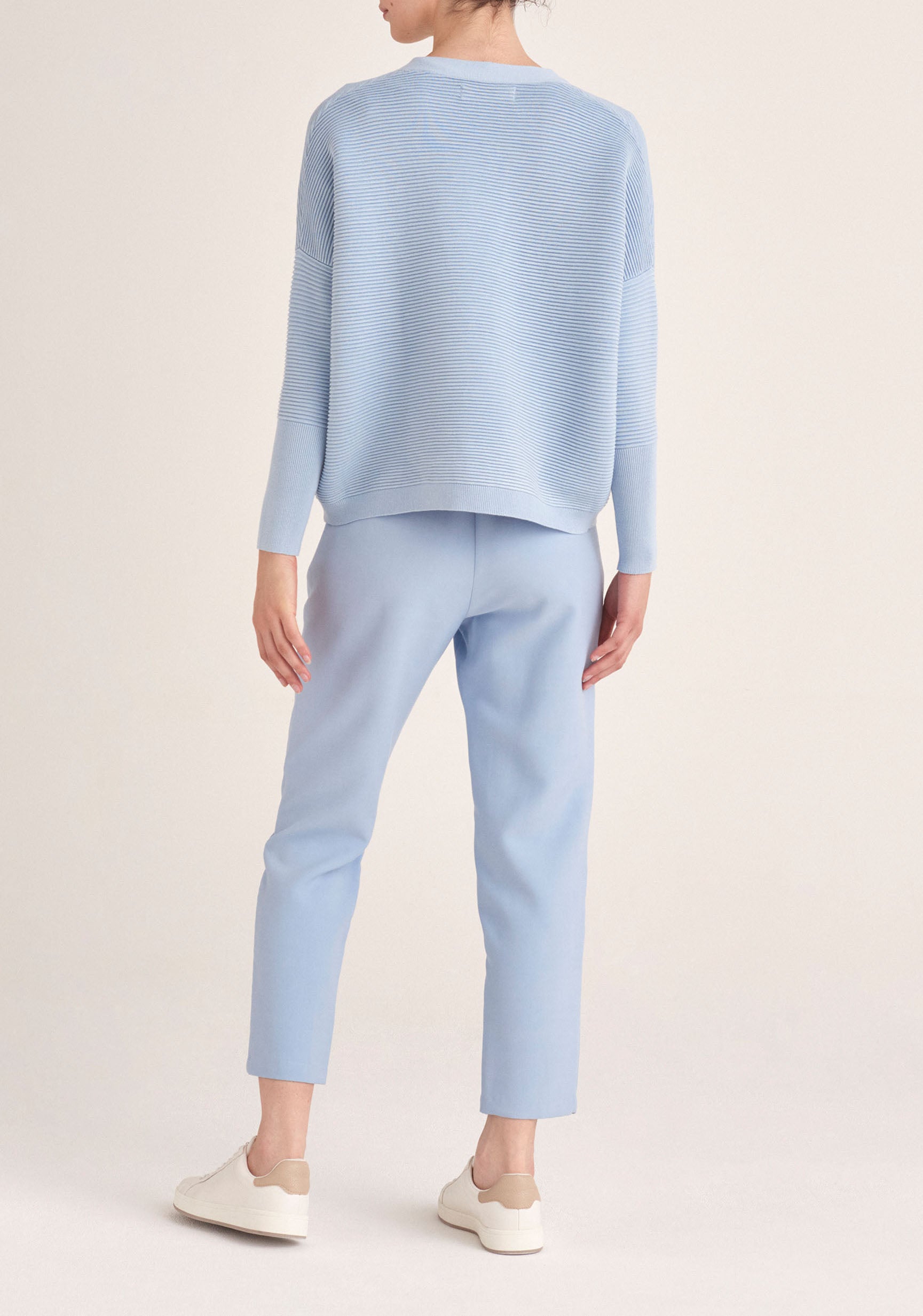 Paisie Ribbed Oversized Wrap Cardigan in Blue Back