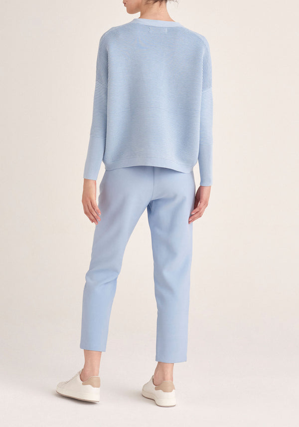 Paisie Ribbed Oversized Wrap Cardigan in Blue Back