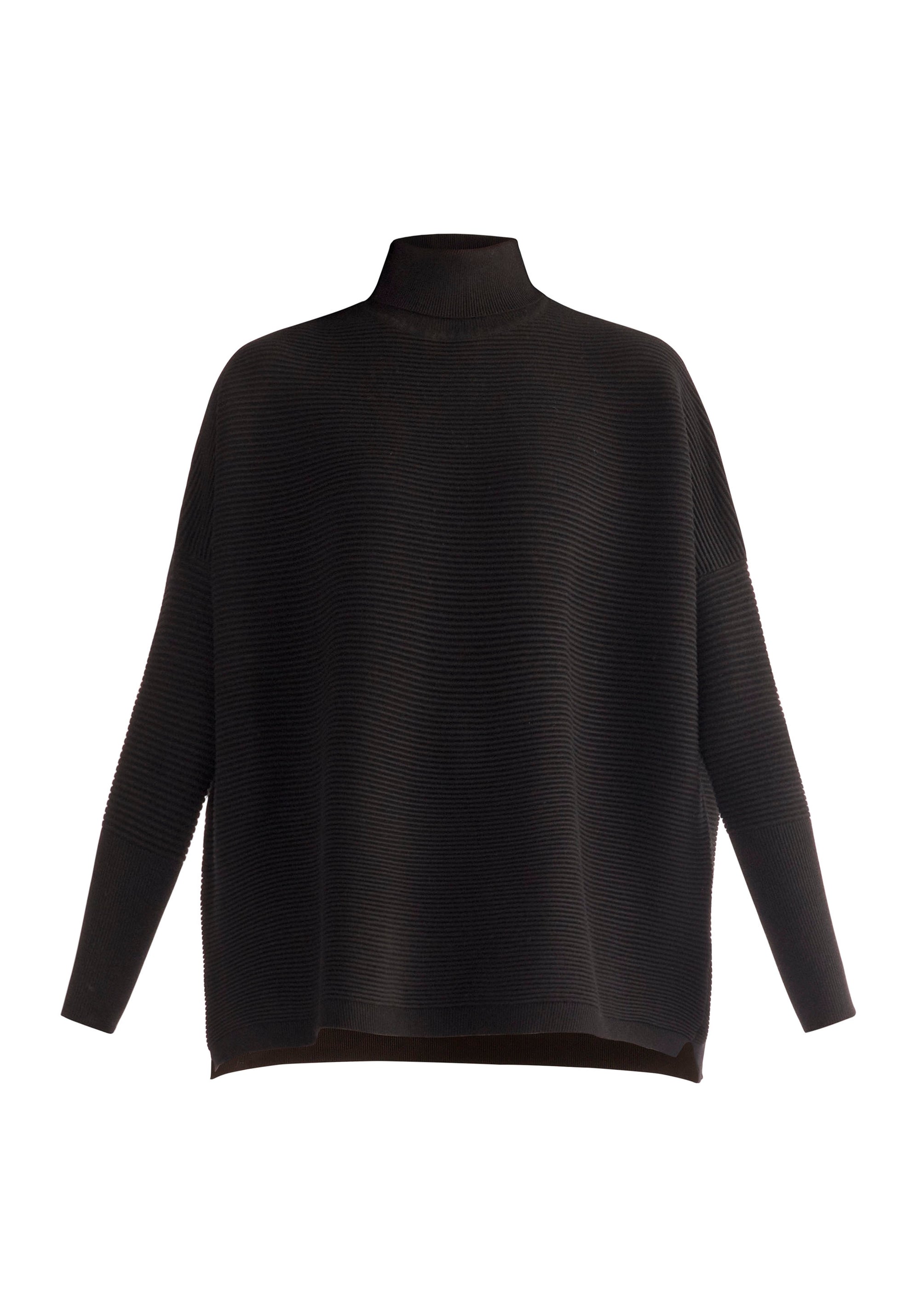 Paisie Turtleneck Ribbed Jumper in Black Cut Out