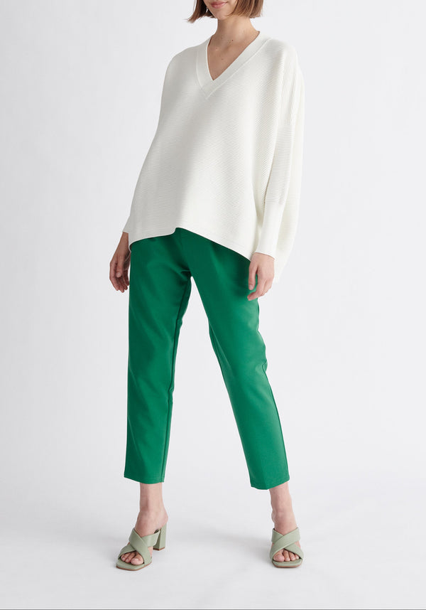 Paisie V-Neck Ribbed Jumper in White