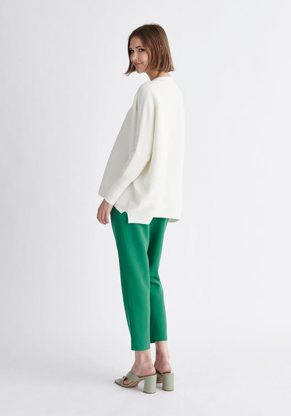 Paisie V-Neck Ribbed Jumper in White Back