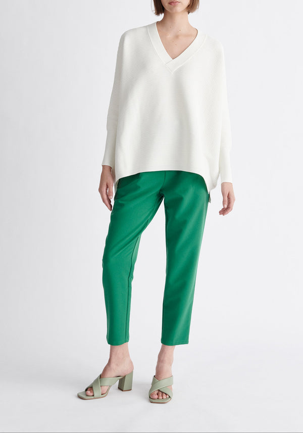 Paisie V-Neck Ribbed Jumper in White