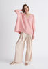 Paisie V-Neck Ribbed Jumper in Pink