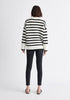 Paisie Striped Ribbed Cardigan in Black and White Back