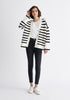 Paisie Striped Ribbed Cardigan in Black and White
