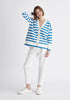Paisie Striped Ribbed Cardigan in Blue and White