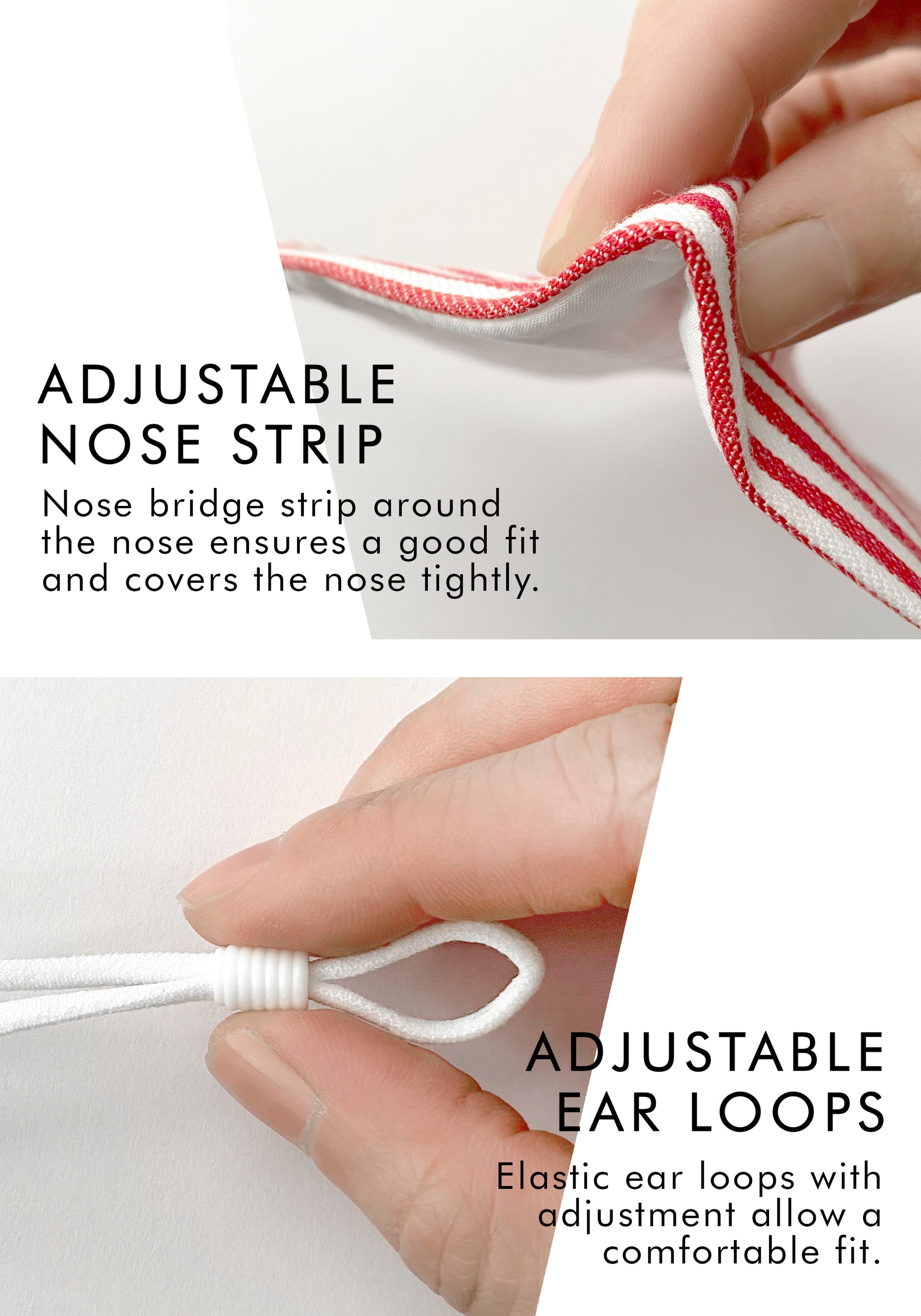 Paisie Adjustable Face Mask in Navy and White