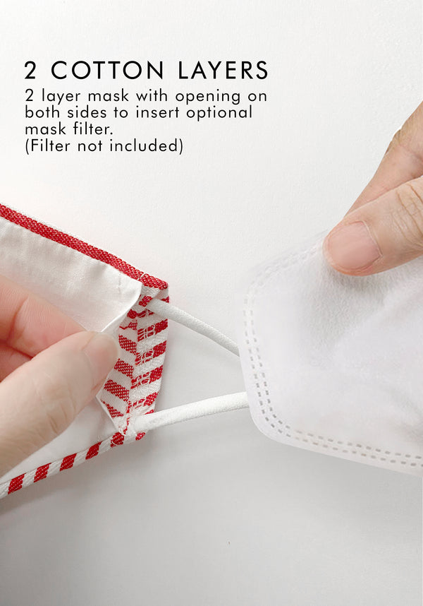 Paisie Adjustable Face Mask in Navy and White 2 layers