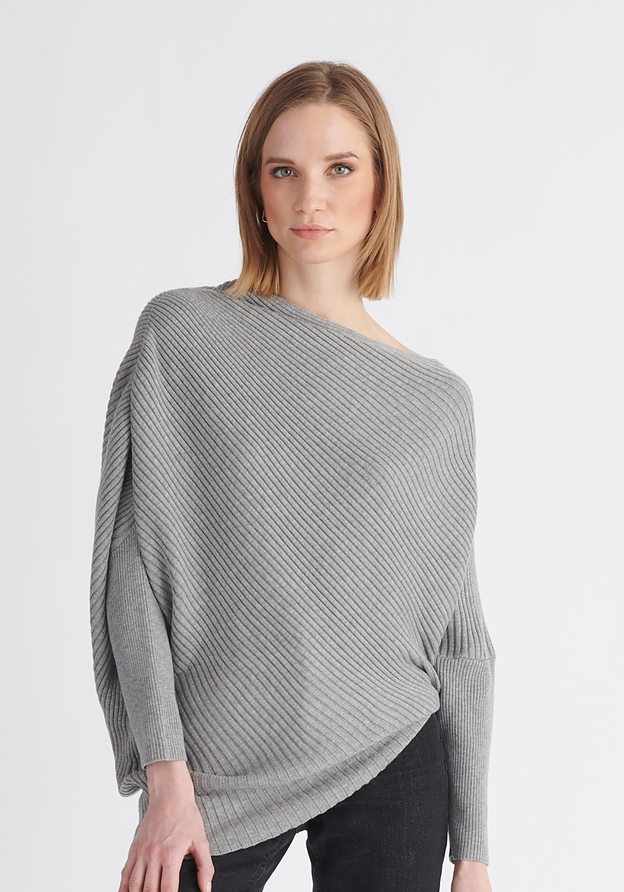 Paisie Draped Knitted Jumper in Grey