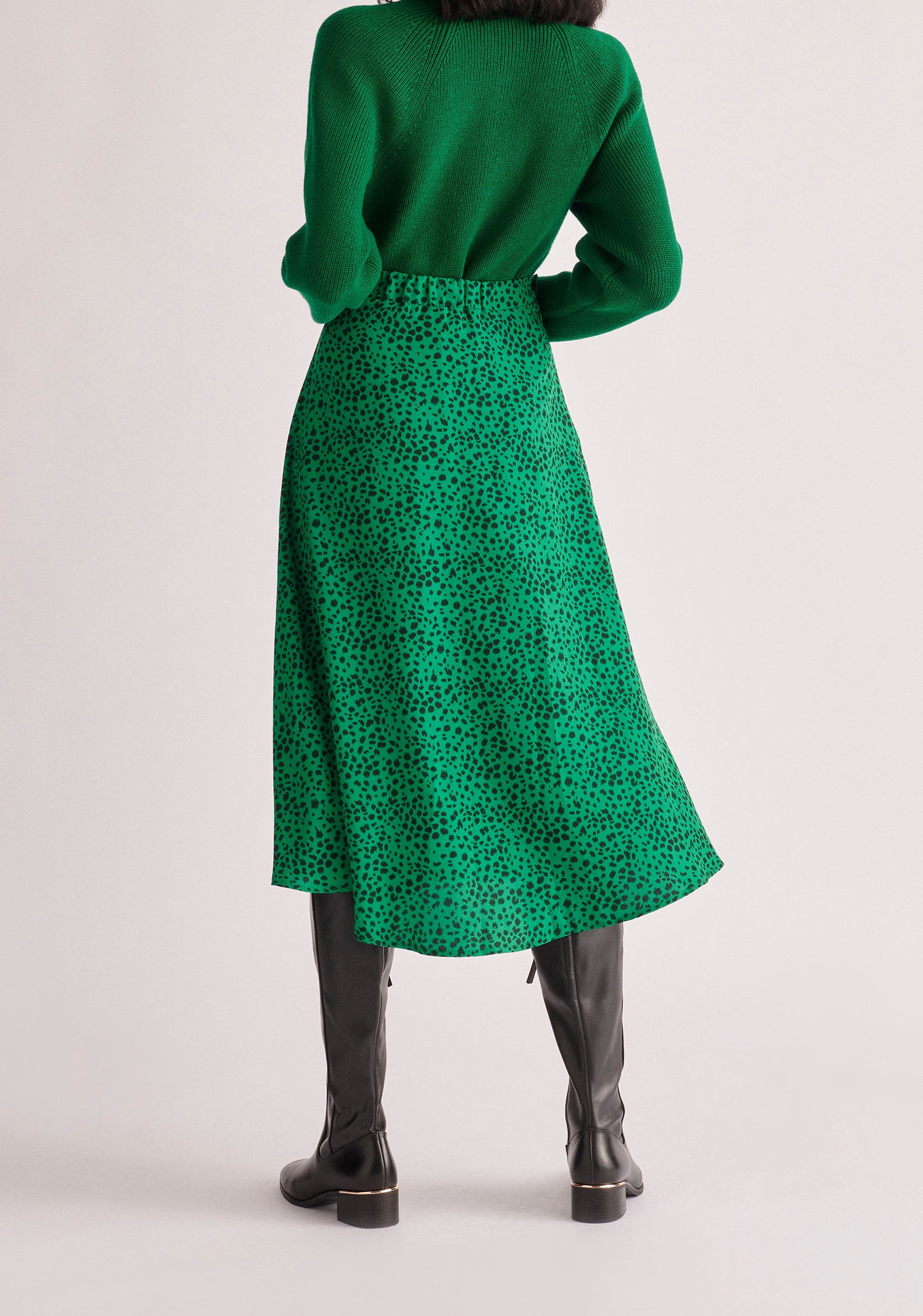 Paisie Square Neck Jumper in Dark Green Back