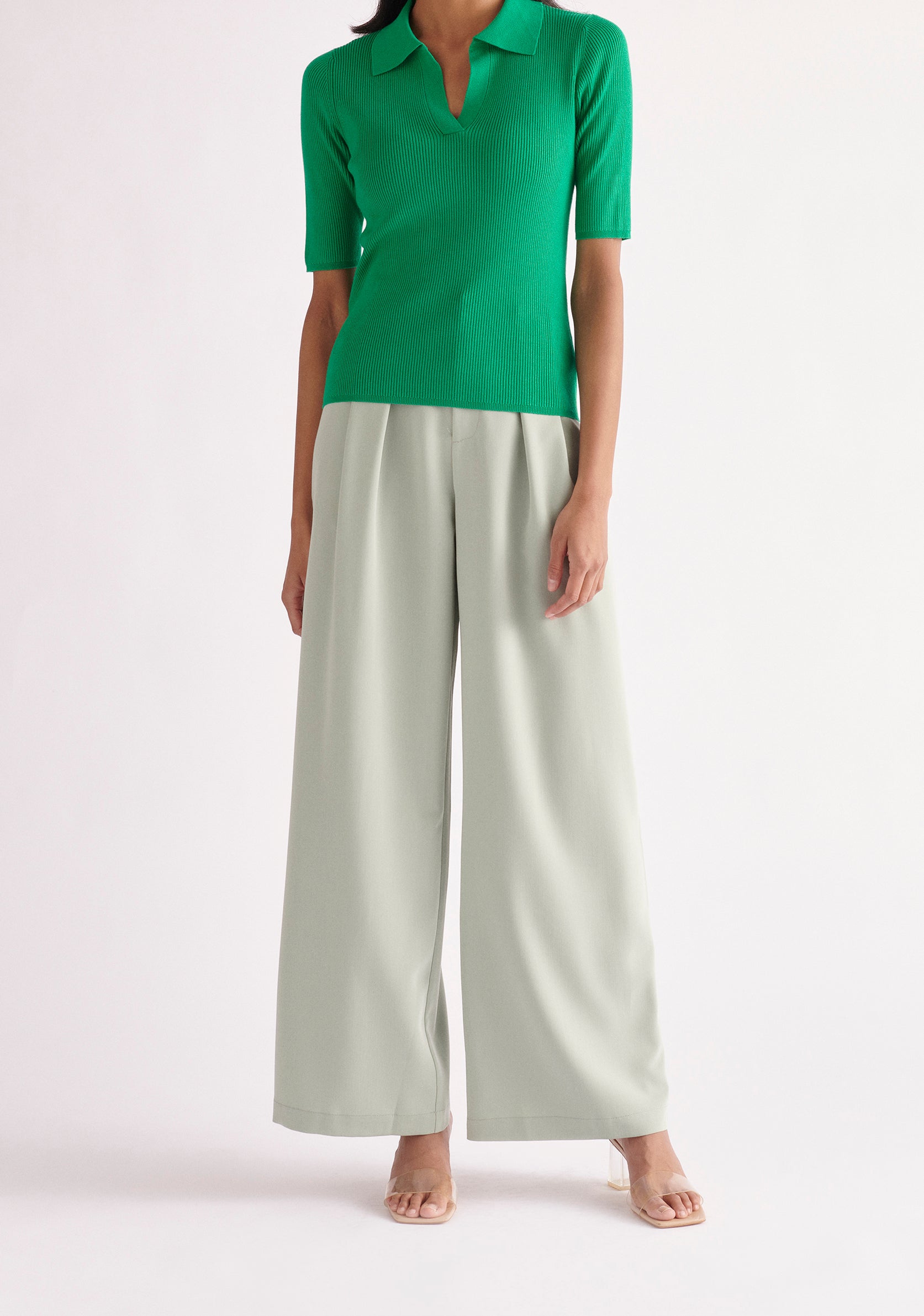 Paisie Short Sleeve Polo Top in Green