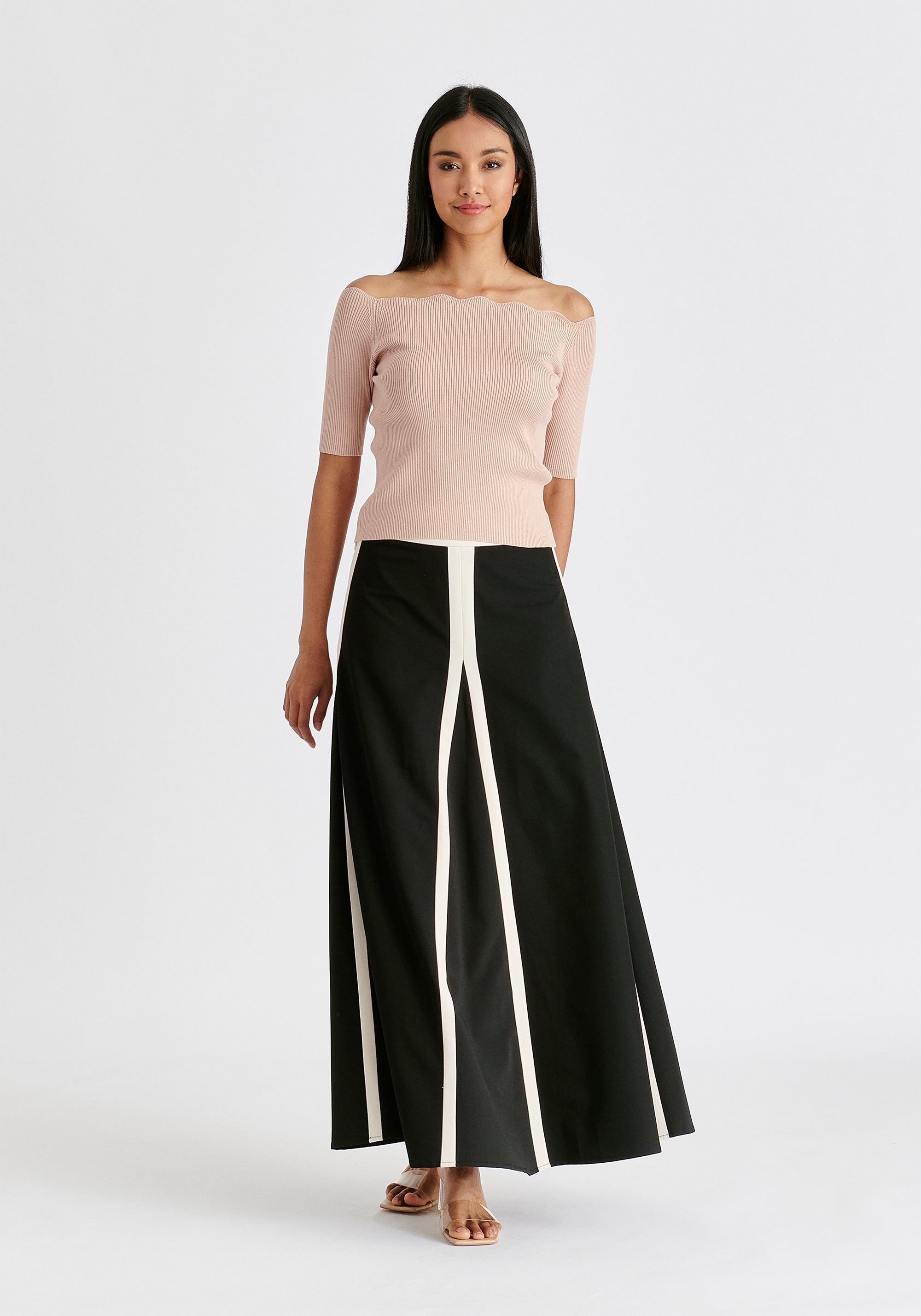 Scallop Neck Knit Top in Pink