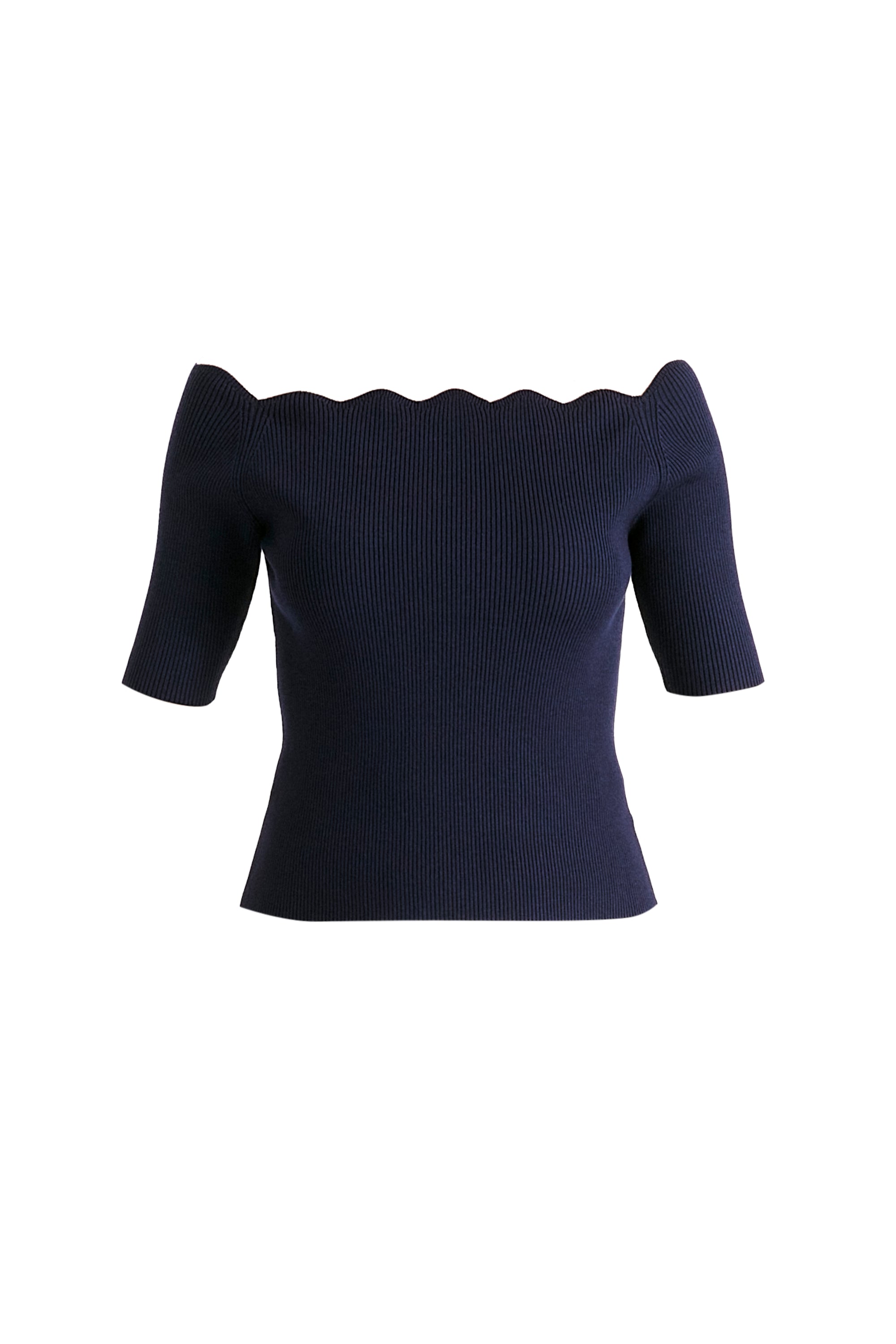 Scallop Neck Knit Top