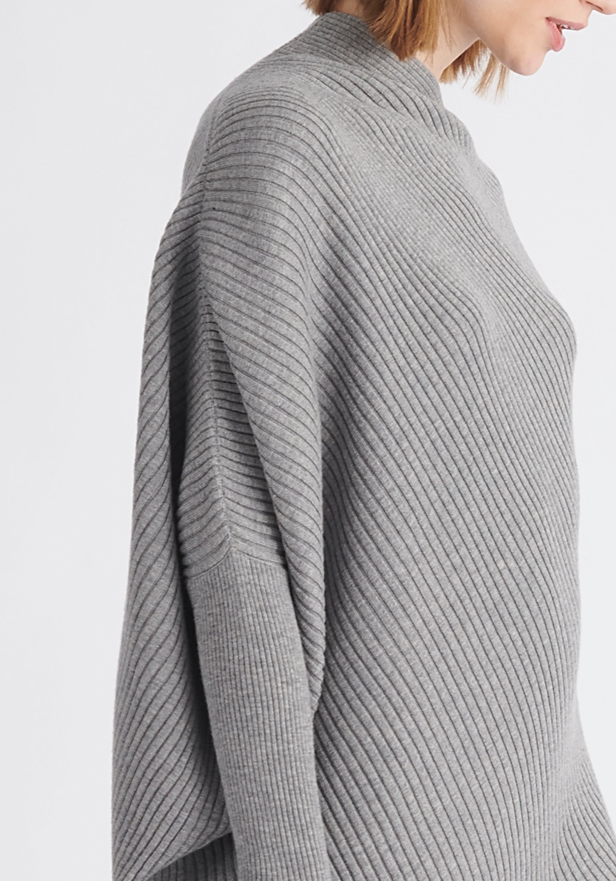 Paisie Draped Jumper Dress in Grey Close Up