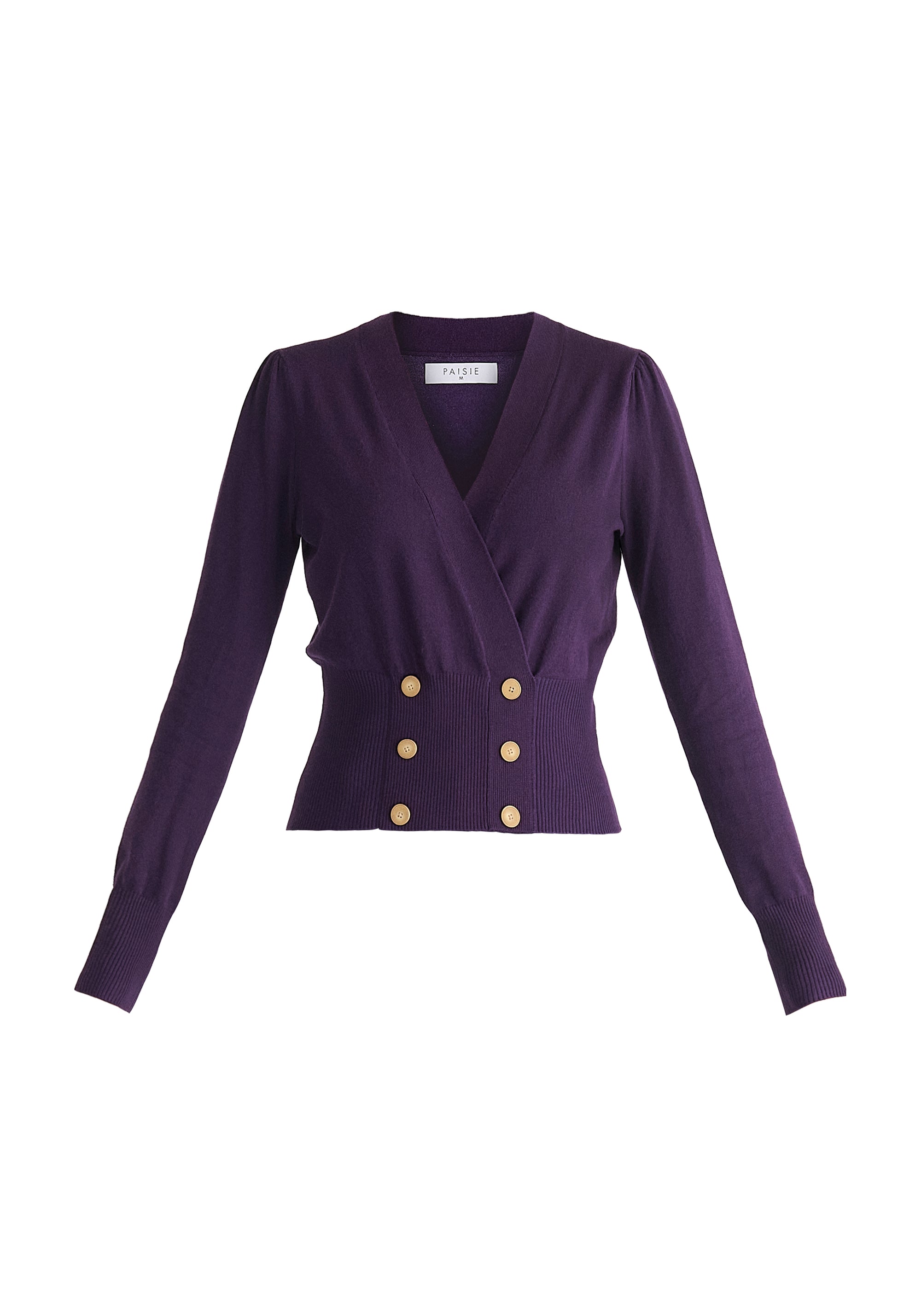 Long Sleeve Knitted Button Wrap Top Cut Out