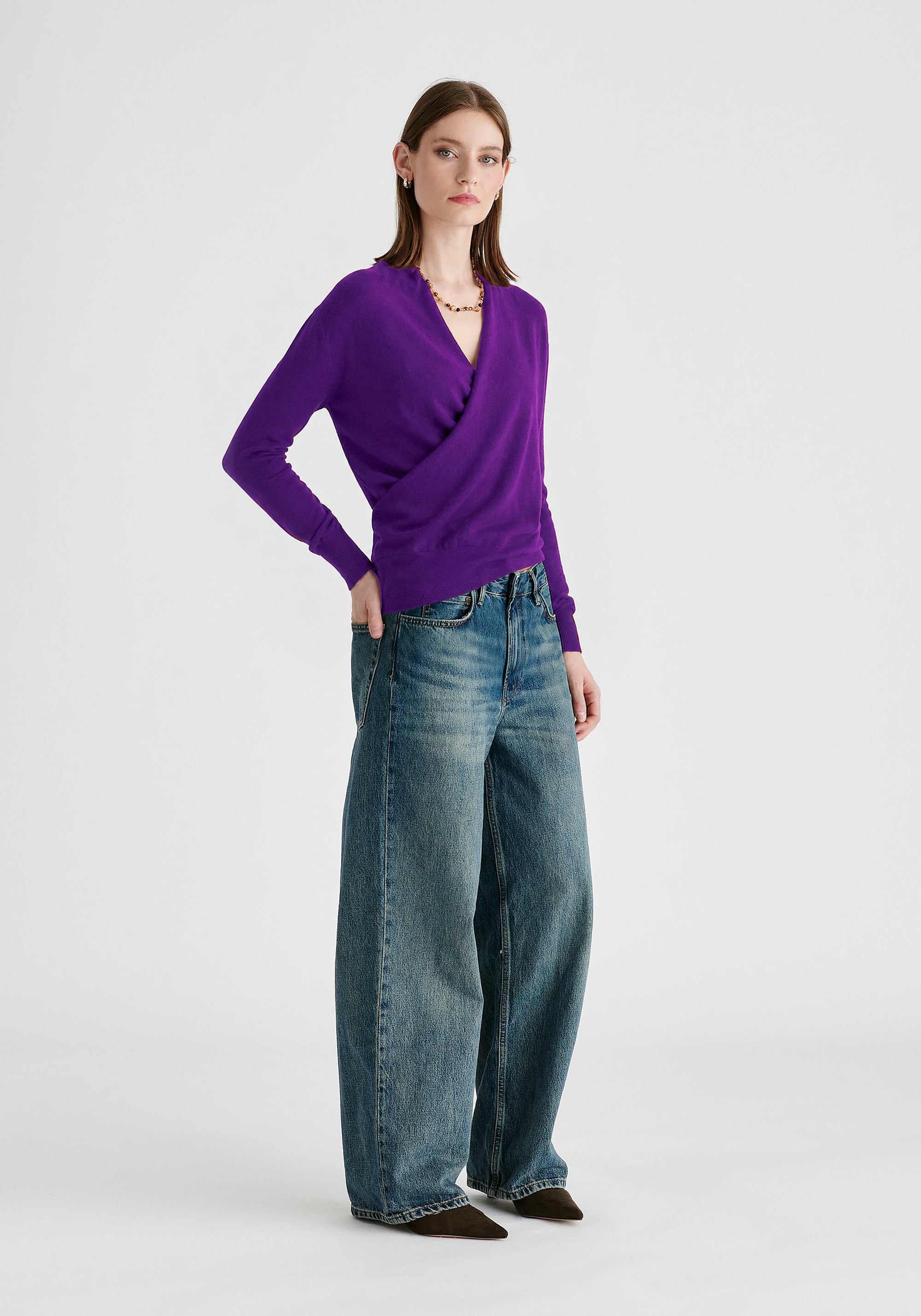 Long Sleeve Knitted Wrap Top