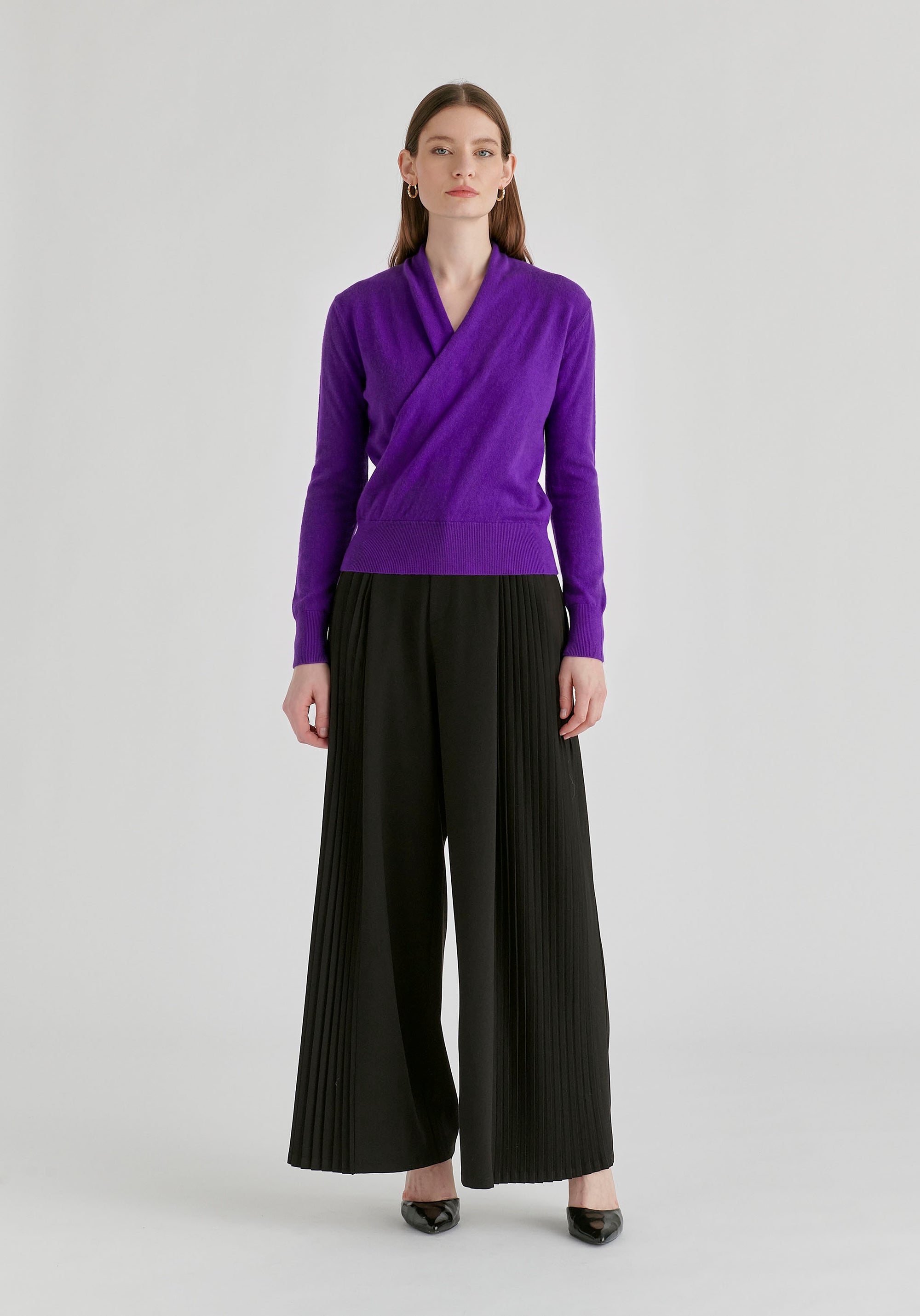 Long Sleeve Knitted Wrap Top