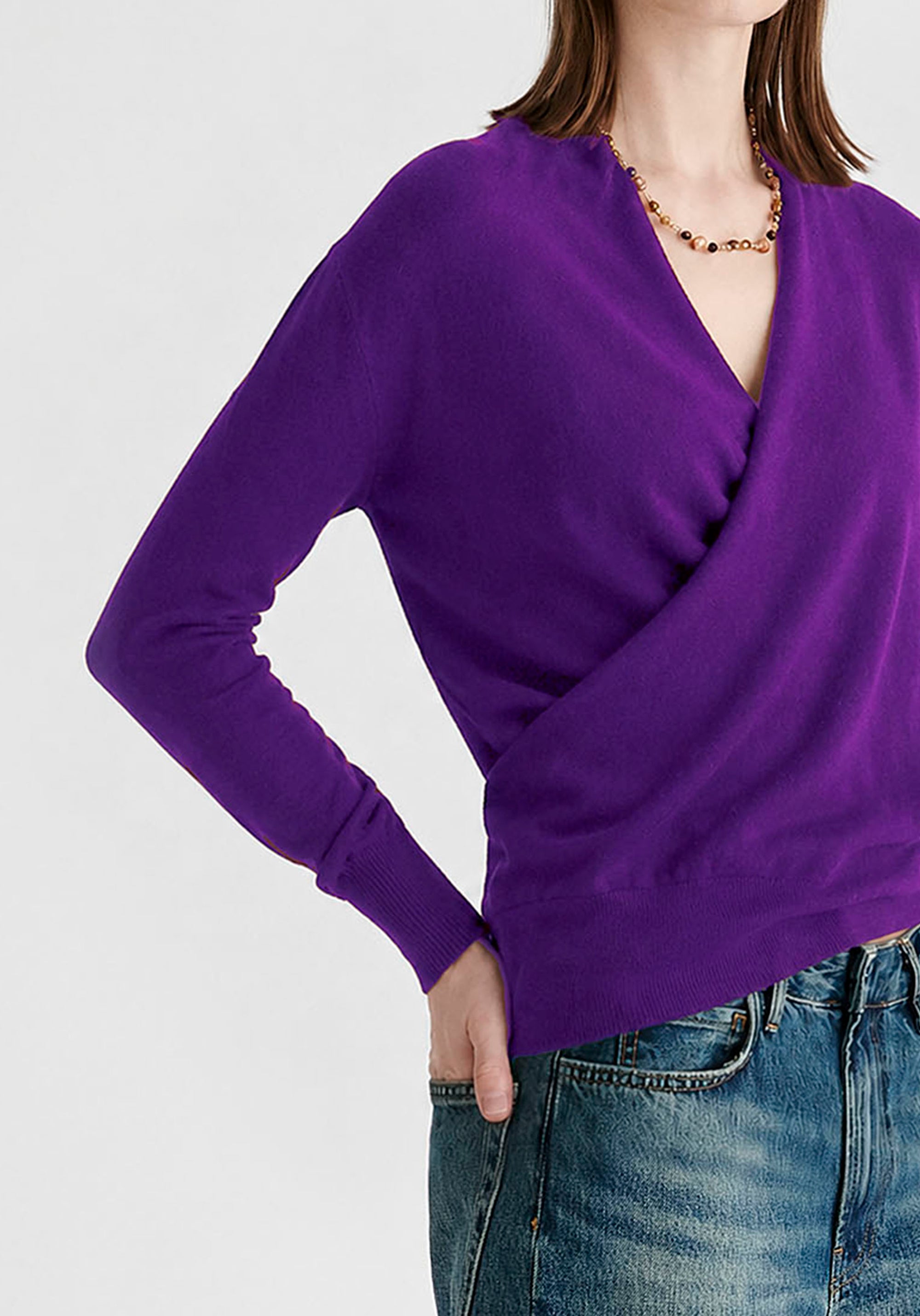 Long Sleeve Knitted Wrap Top