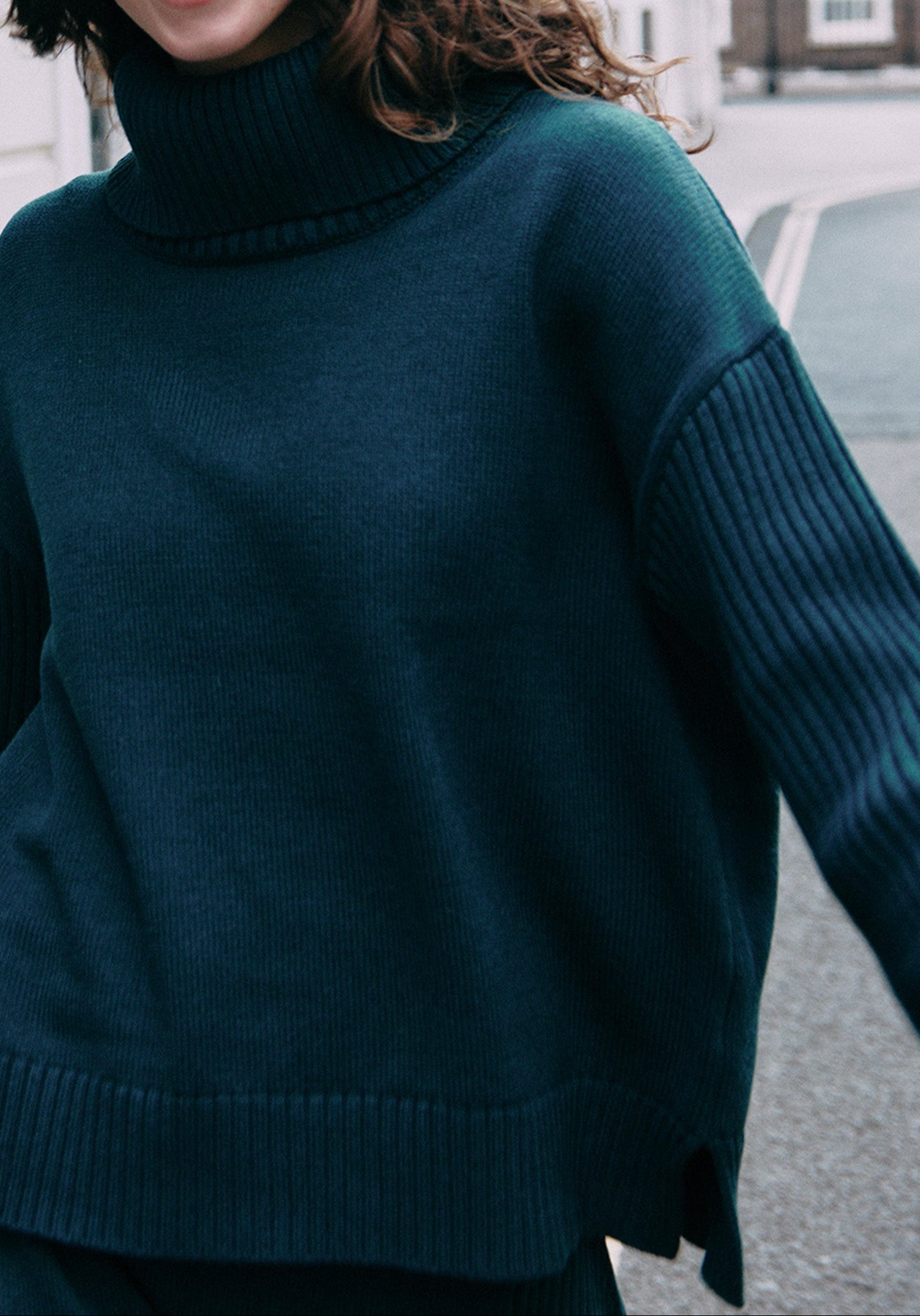 Polo Neck Jumper with Ribbed Details