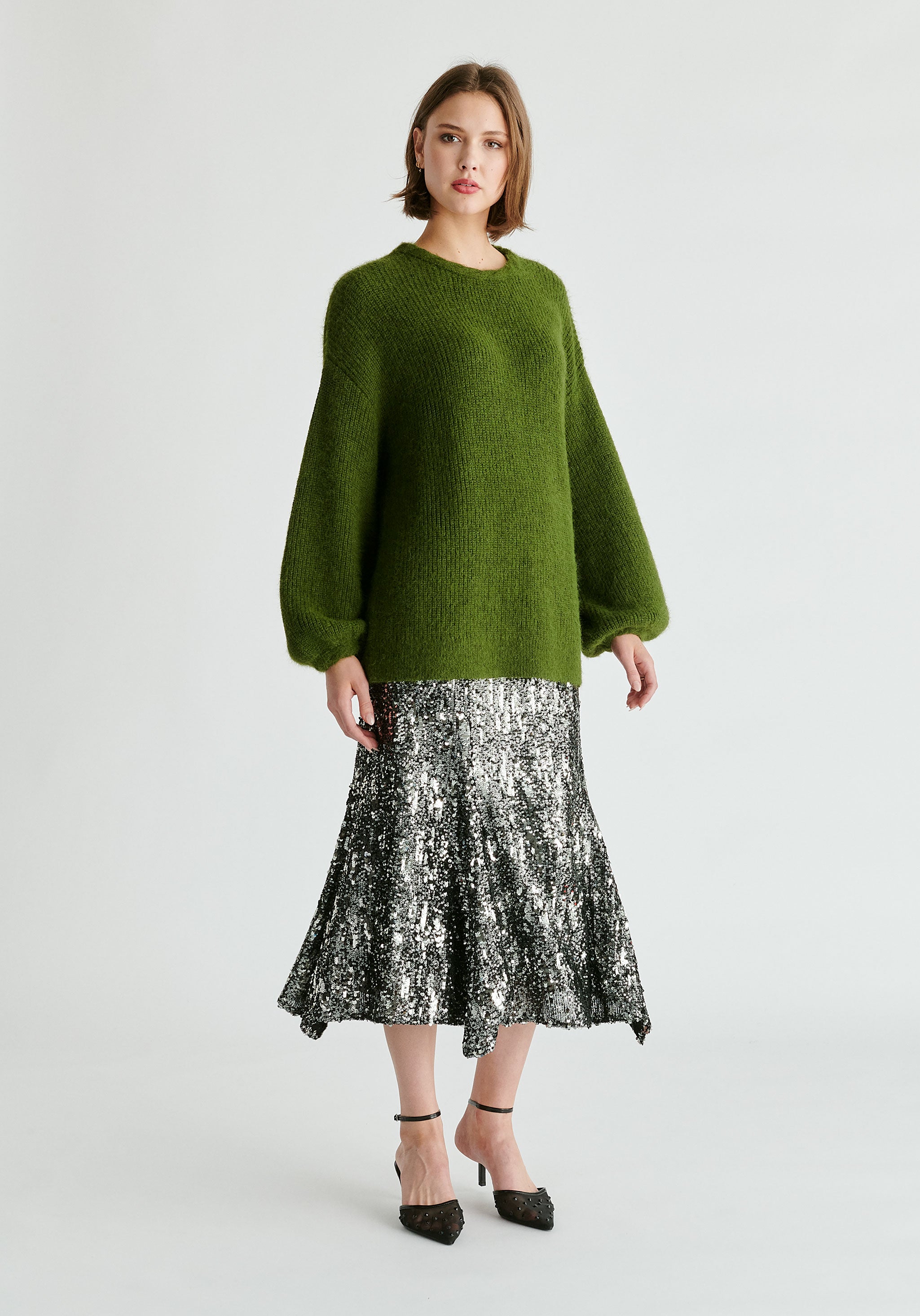 Balloon Sleeves Jumper Cable Details