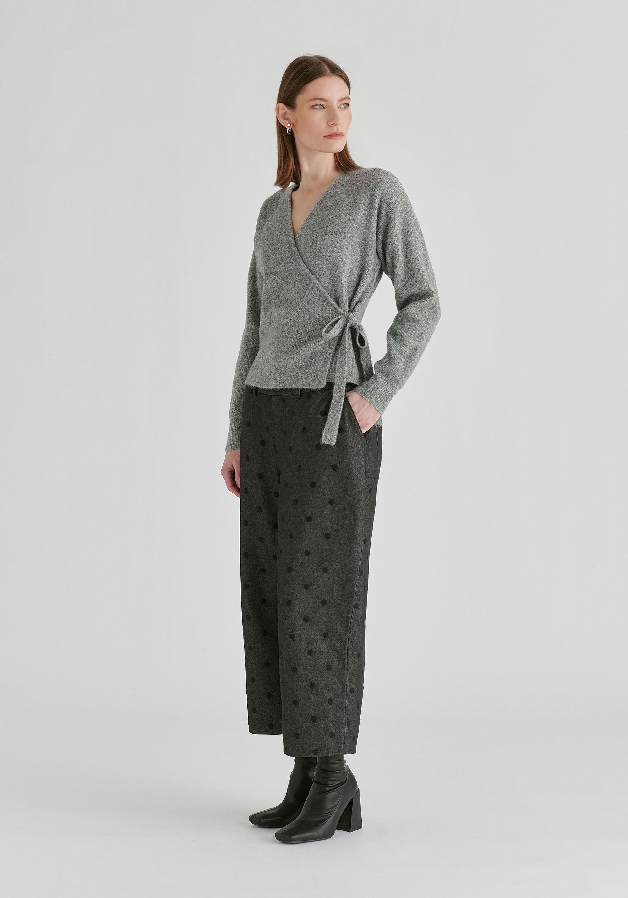 Fuzzy Knit Wrap Jumper