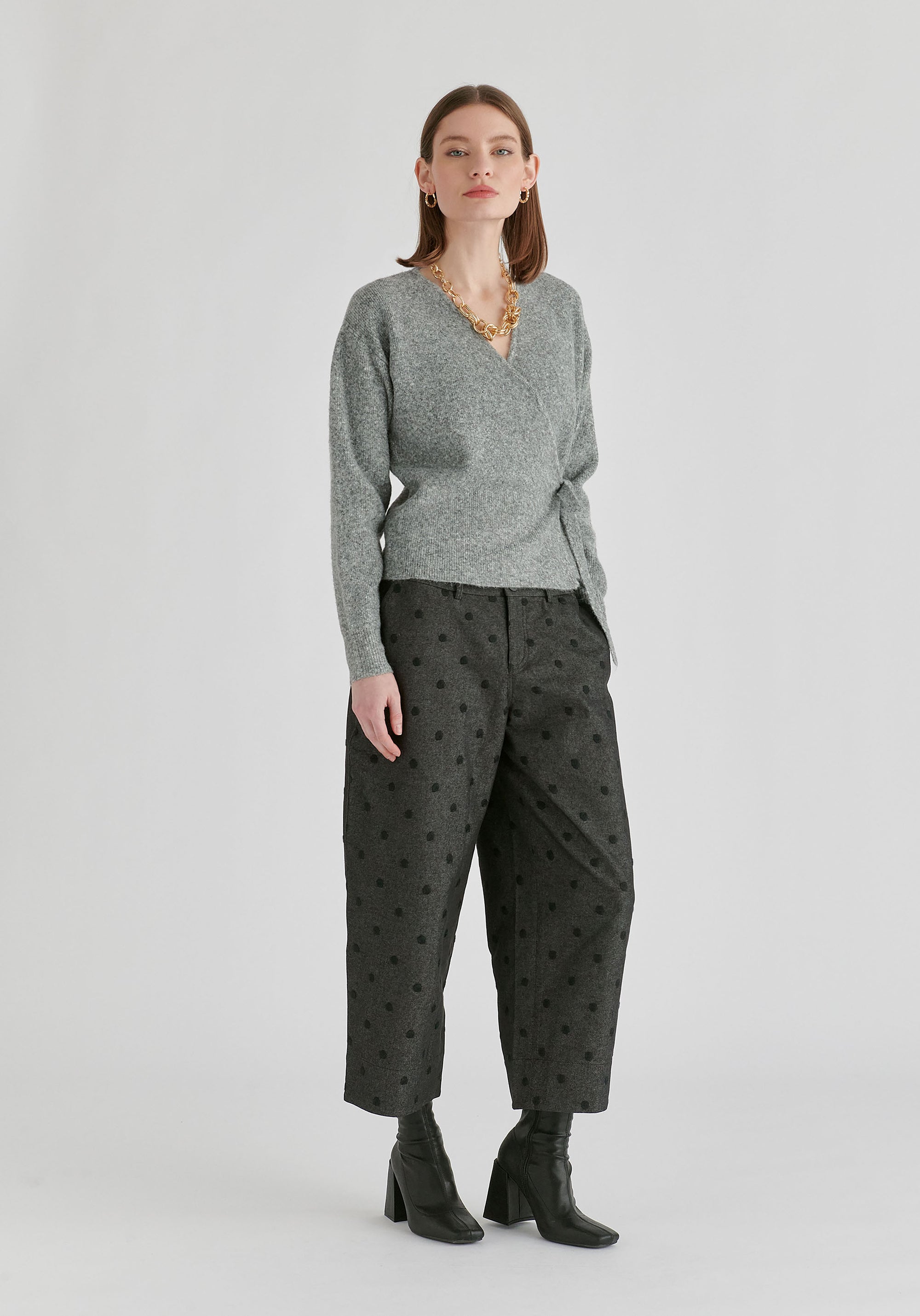 Fuzzy Knit Wrap Jumper