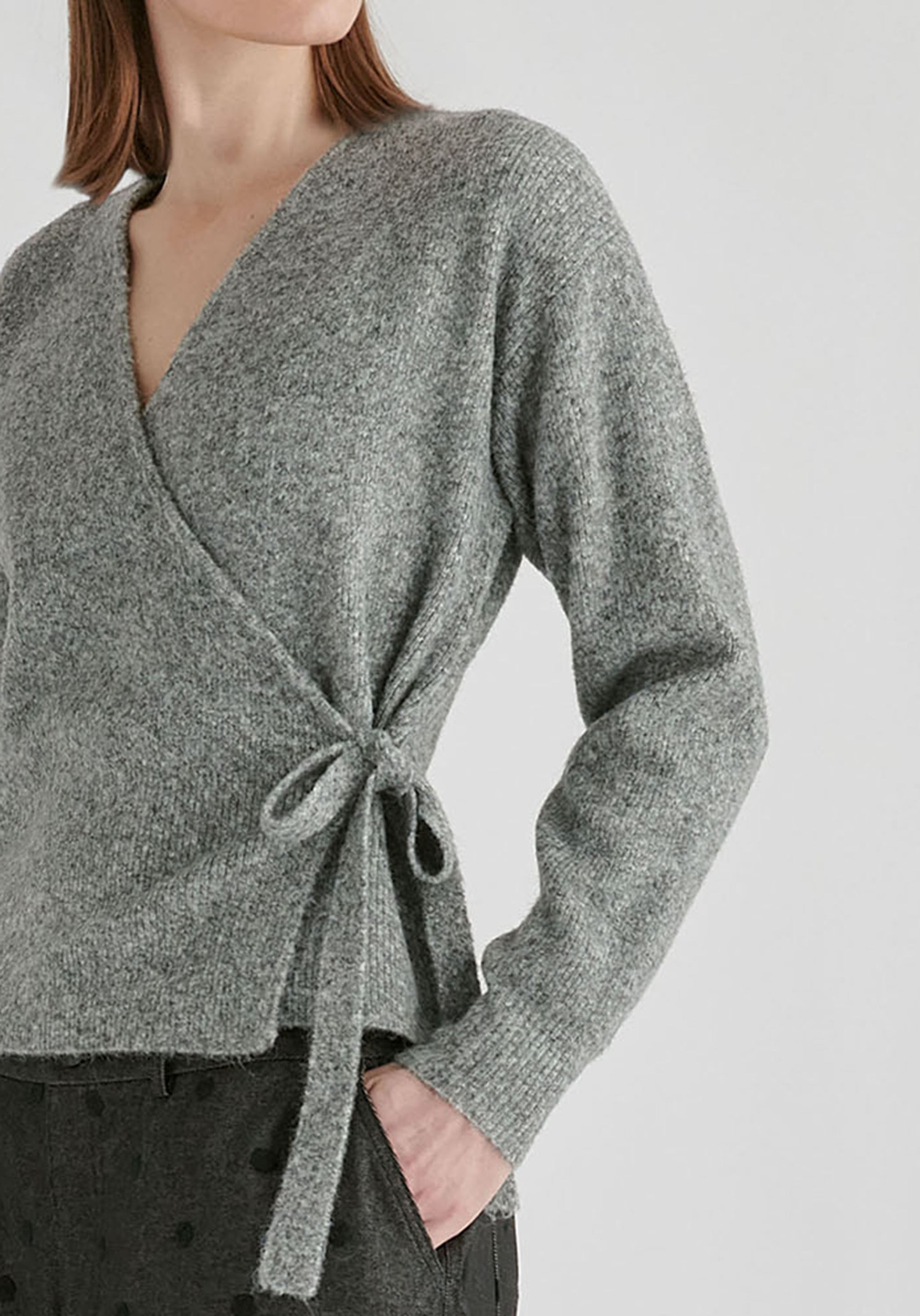 Fuzzy Knit Wrap Jumper