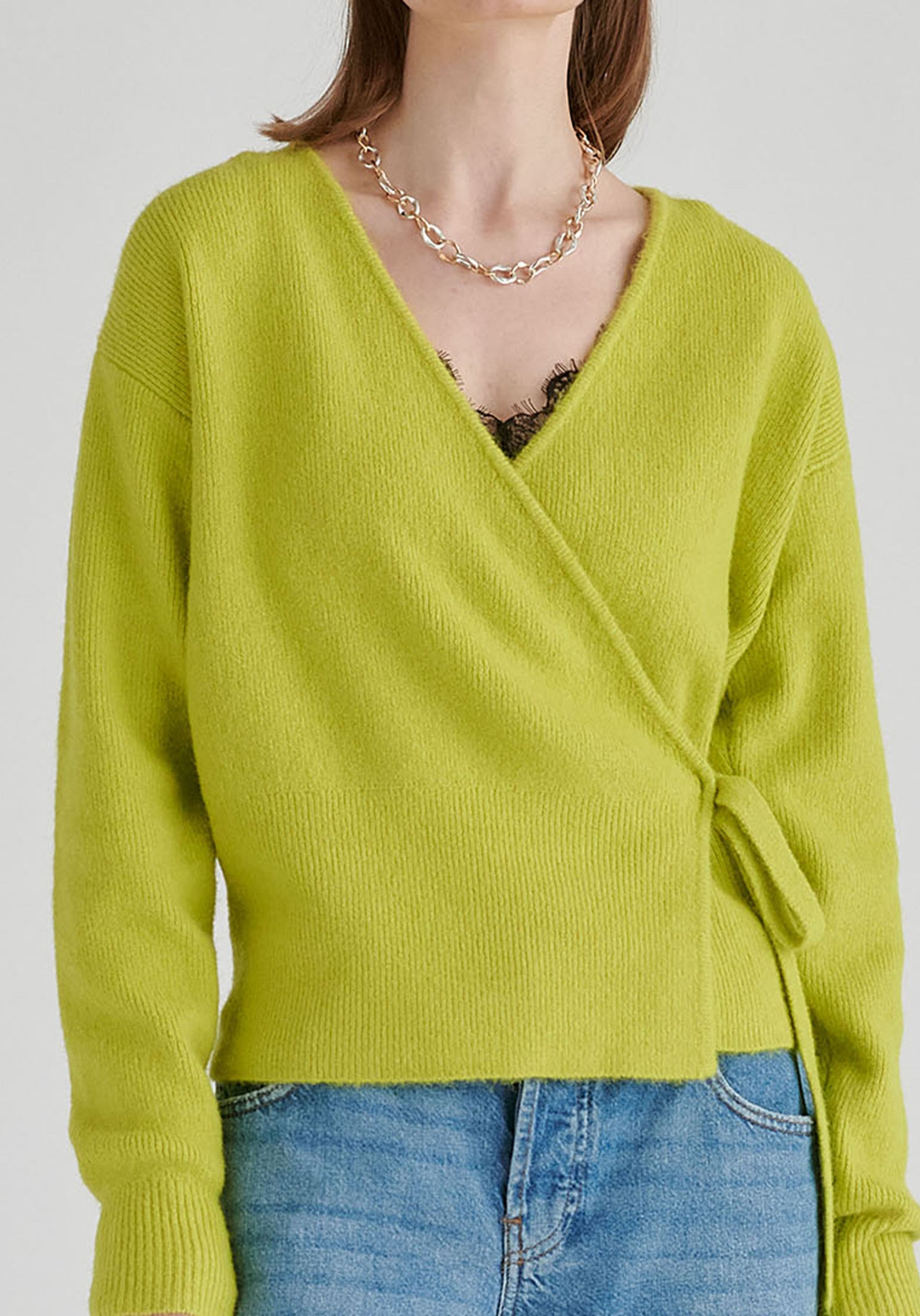 Fuzzy Knit Wrap Jumper