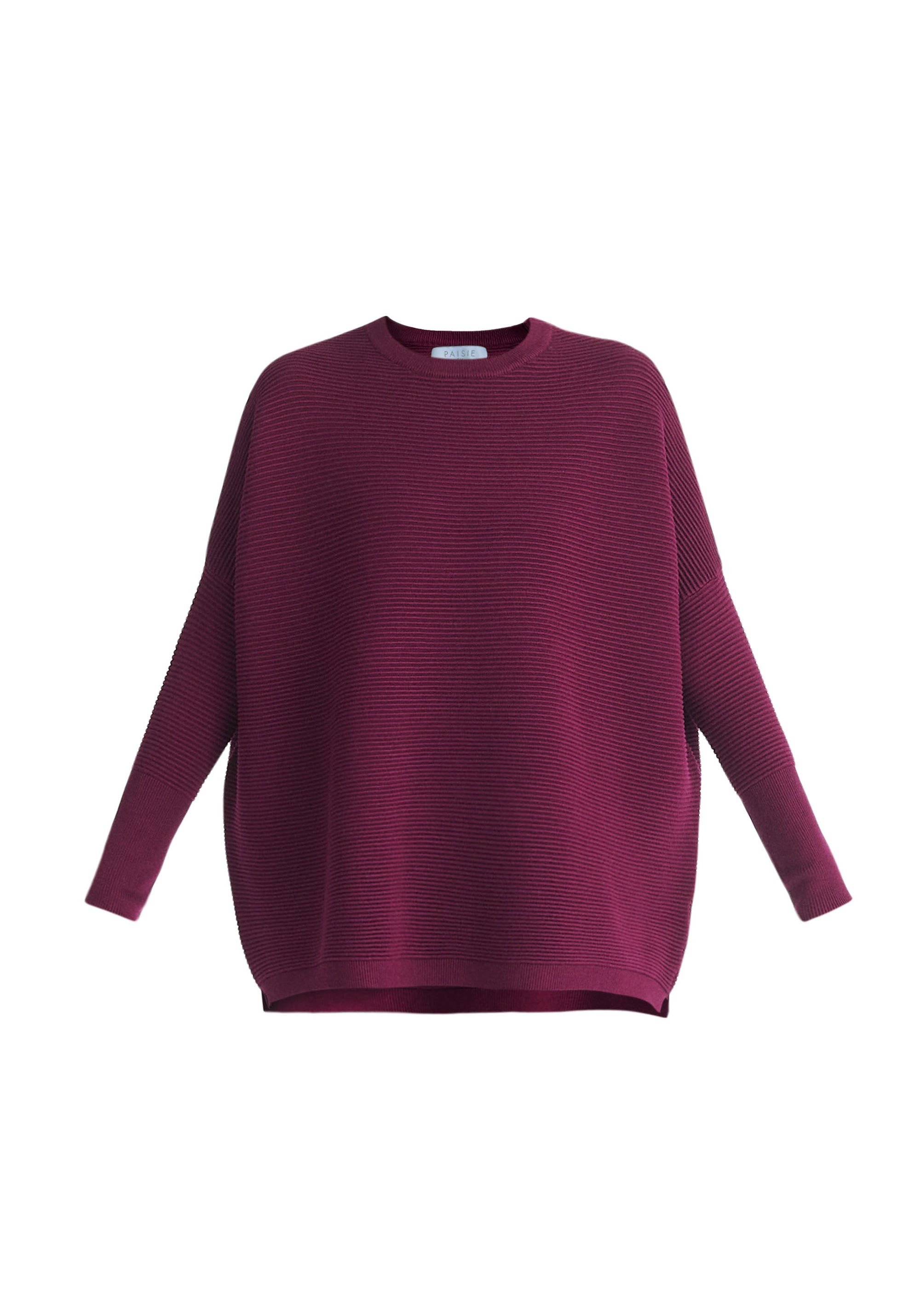 Paisie Ribbed Oversized Knit Jumper in Purple Cut Out